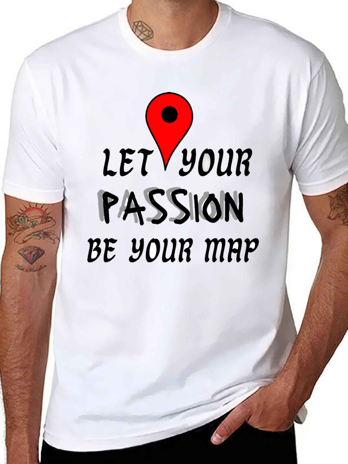 Black Passion Map Tee - Motivational Graphic T-Shirt view 8