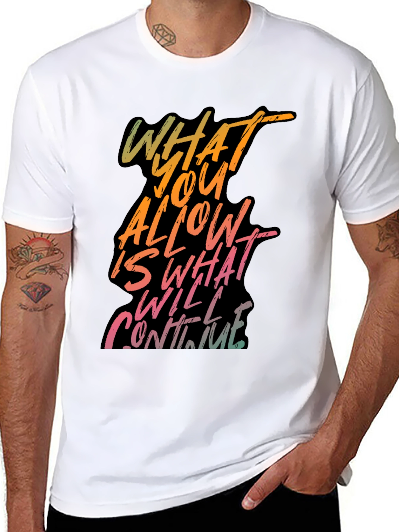 Black Inspirational Graphic Tee - What You Allow view 8