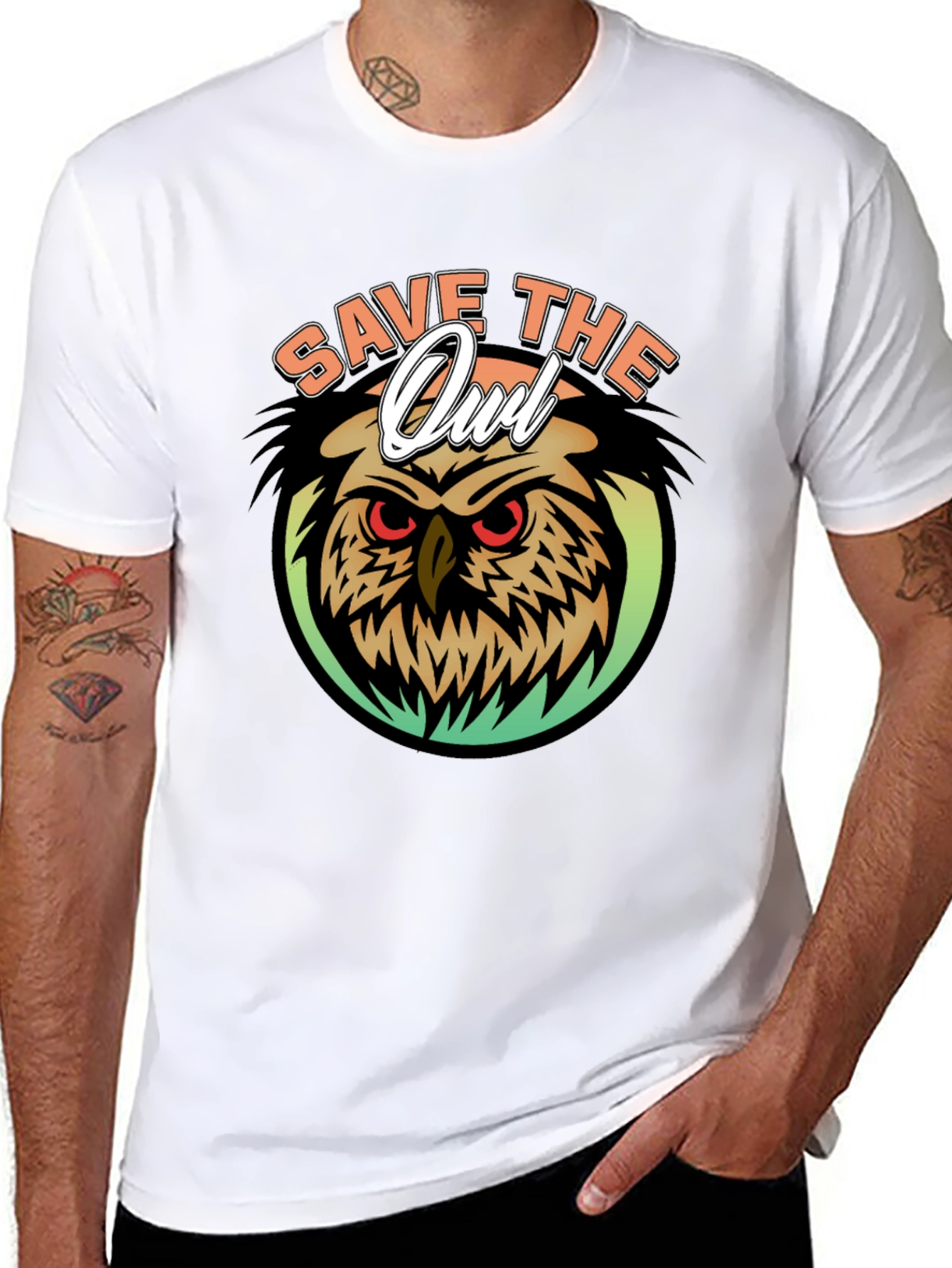 Black Save the Owl Graphic T-Shirt view 8