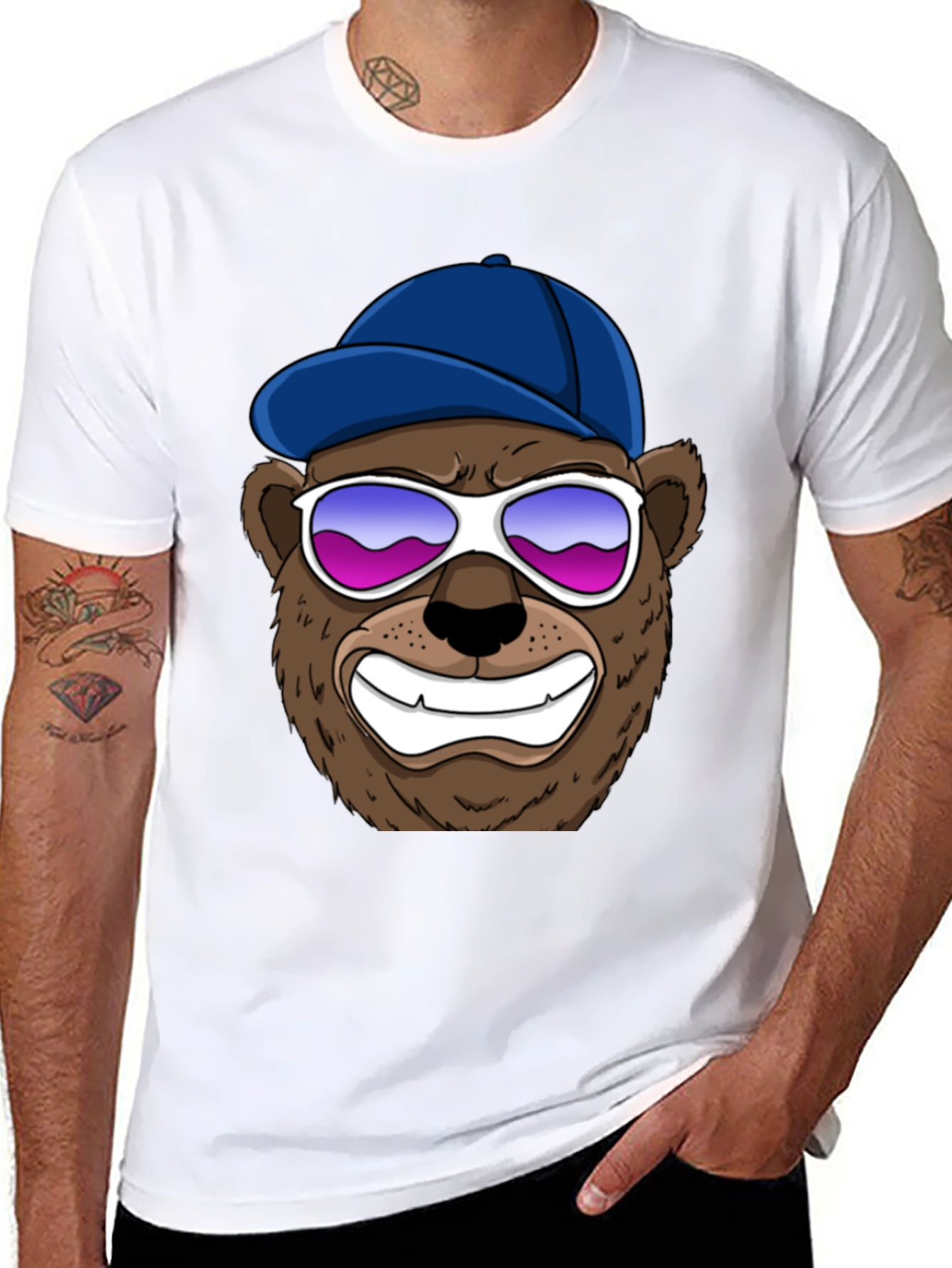 Black Cool Bear Graphic Tee - Black view 8