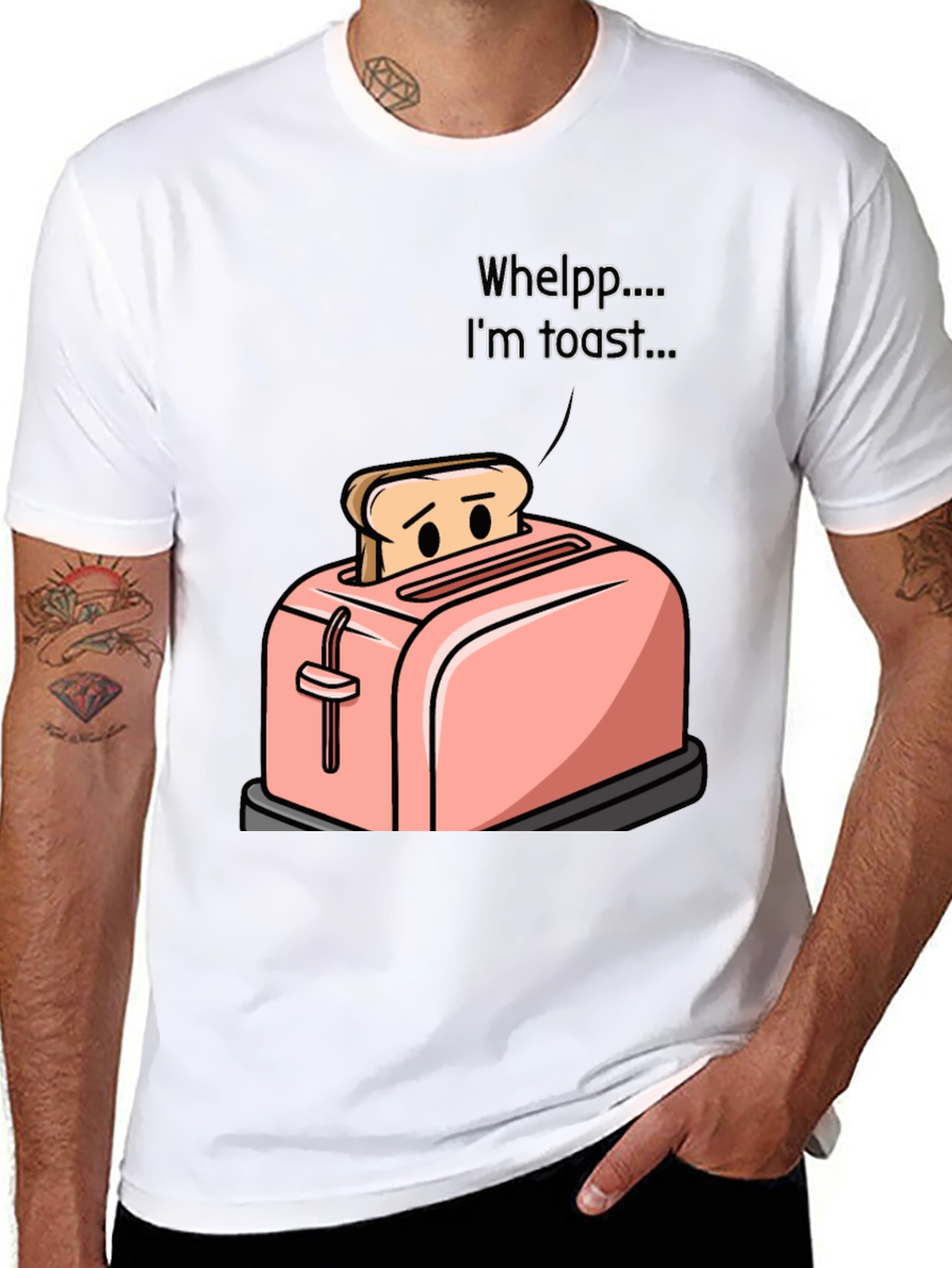 Black I'm Toast Funny Graphic T-Shirt view 8