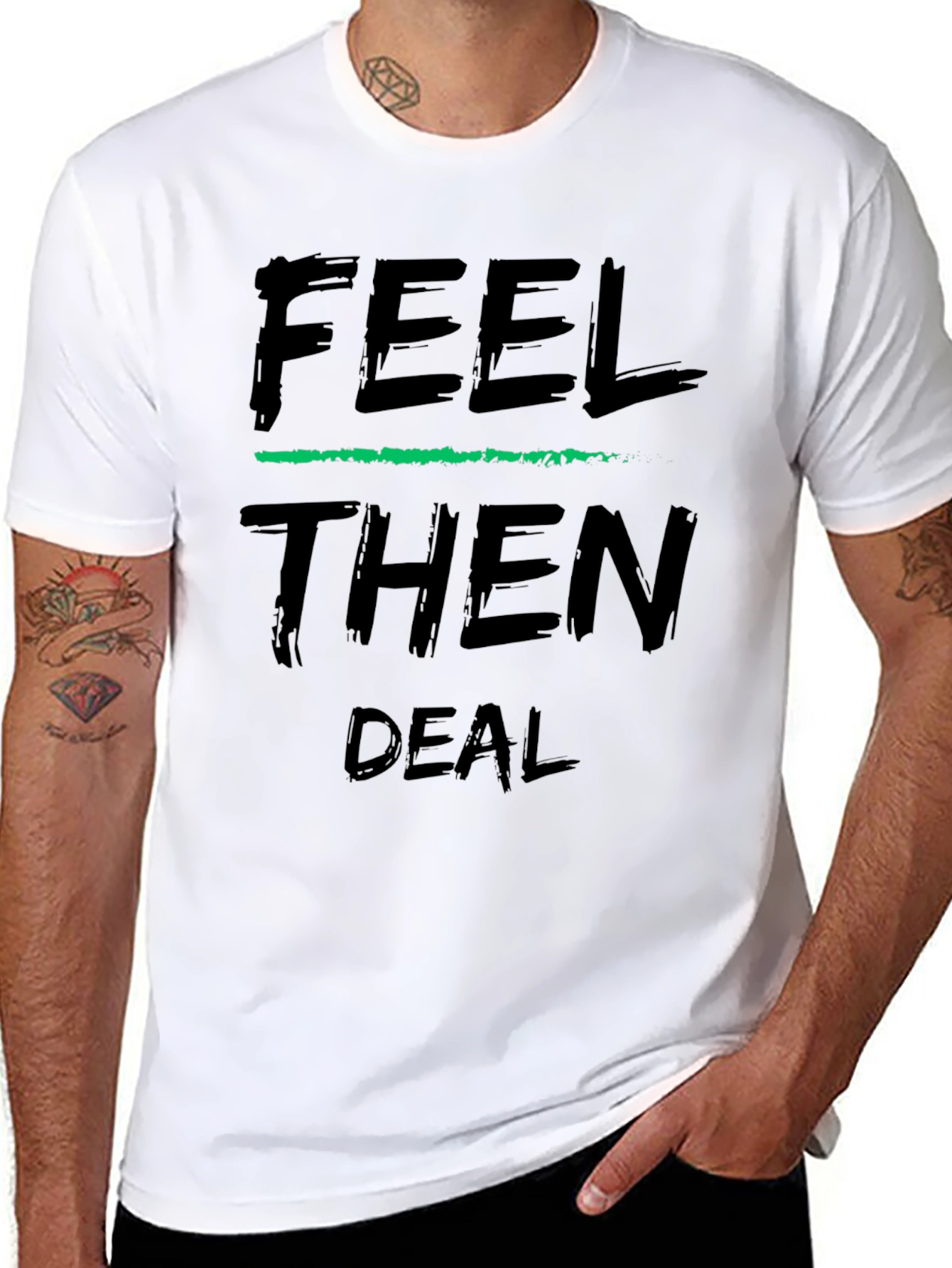Feel Then Deal Black Graphic Tee - 8