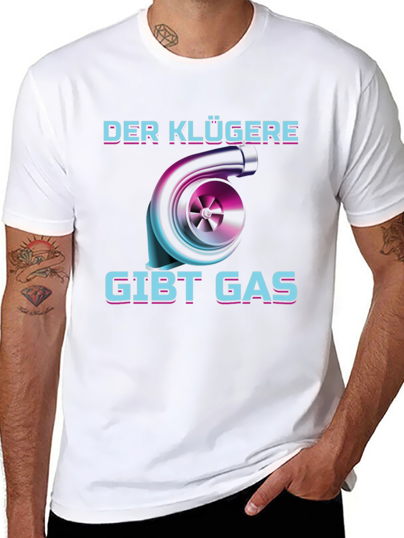 Black Der Klügere Gibt Gas T-Shirt Turbo Car Enthusiast view 8