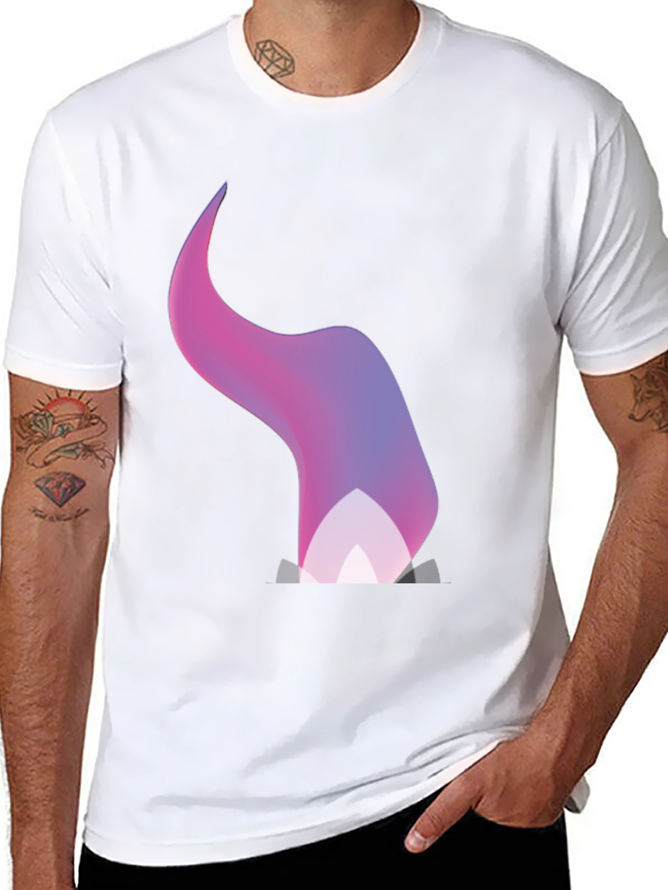 Black Gradient Flame Graphic Black T-Shirt view 8