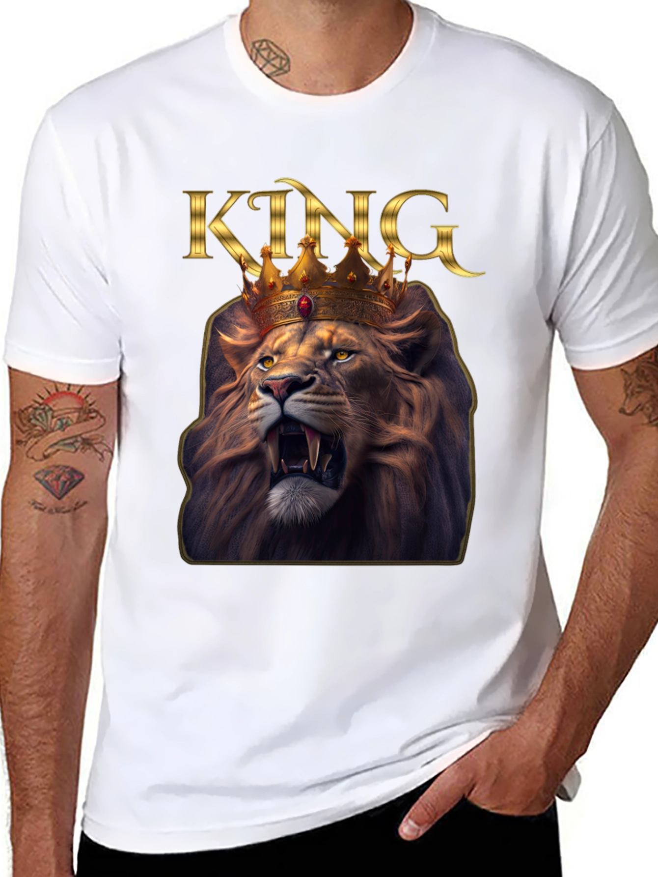 Black King Lion Graphic Tee - Black T-Shirt view 8