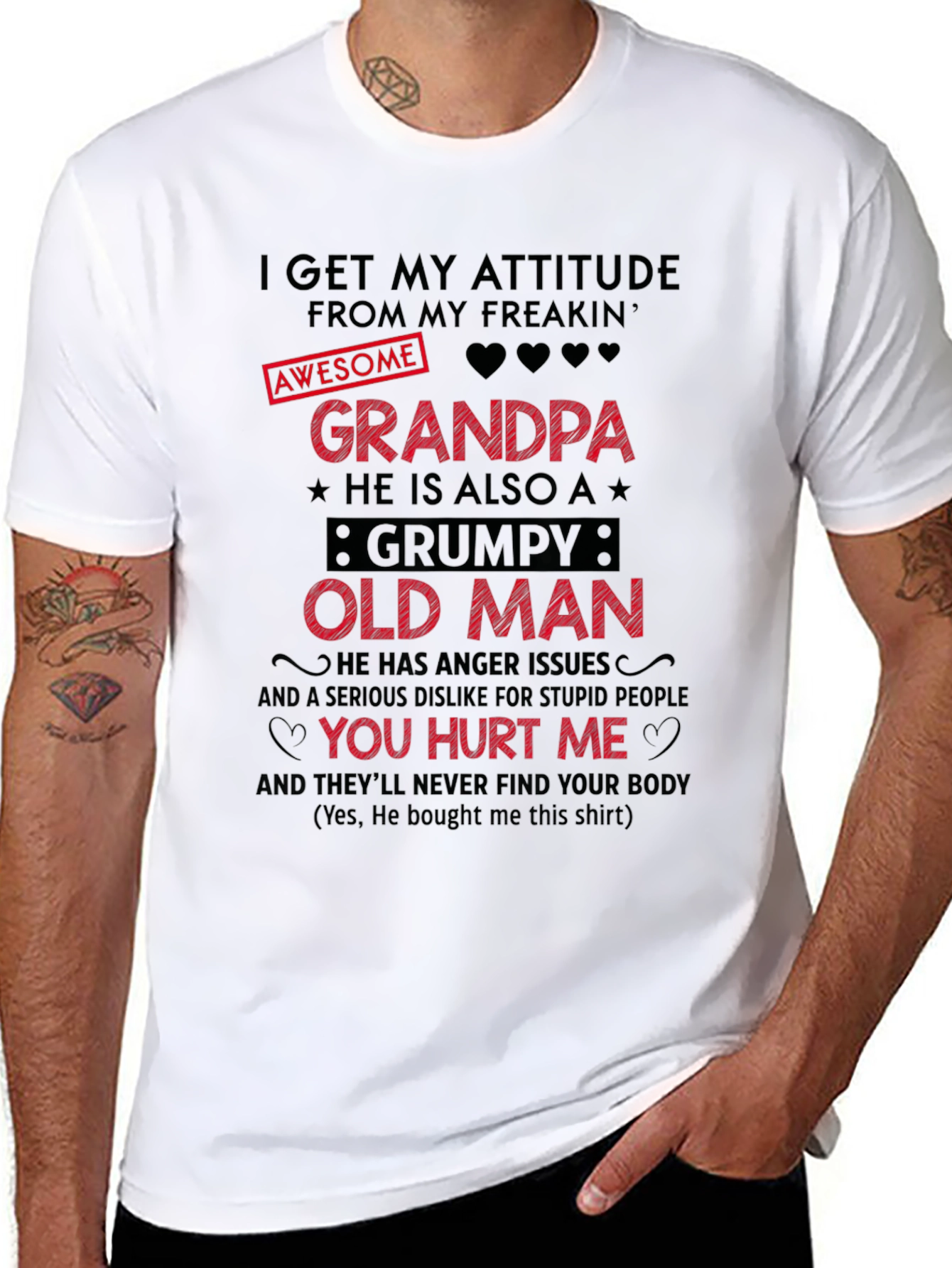 Black Awesome Grandpa Grumpy Old Man Graphic T-Shirt view 8