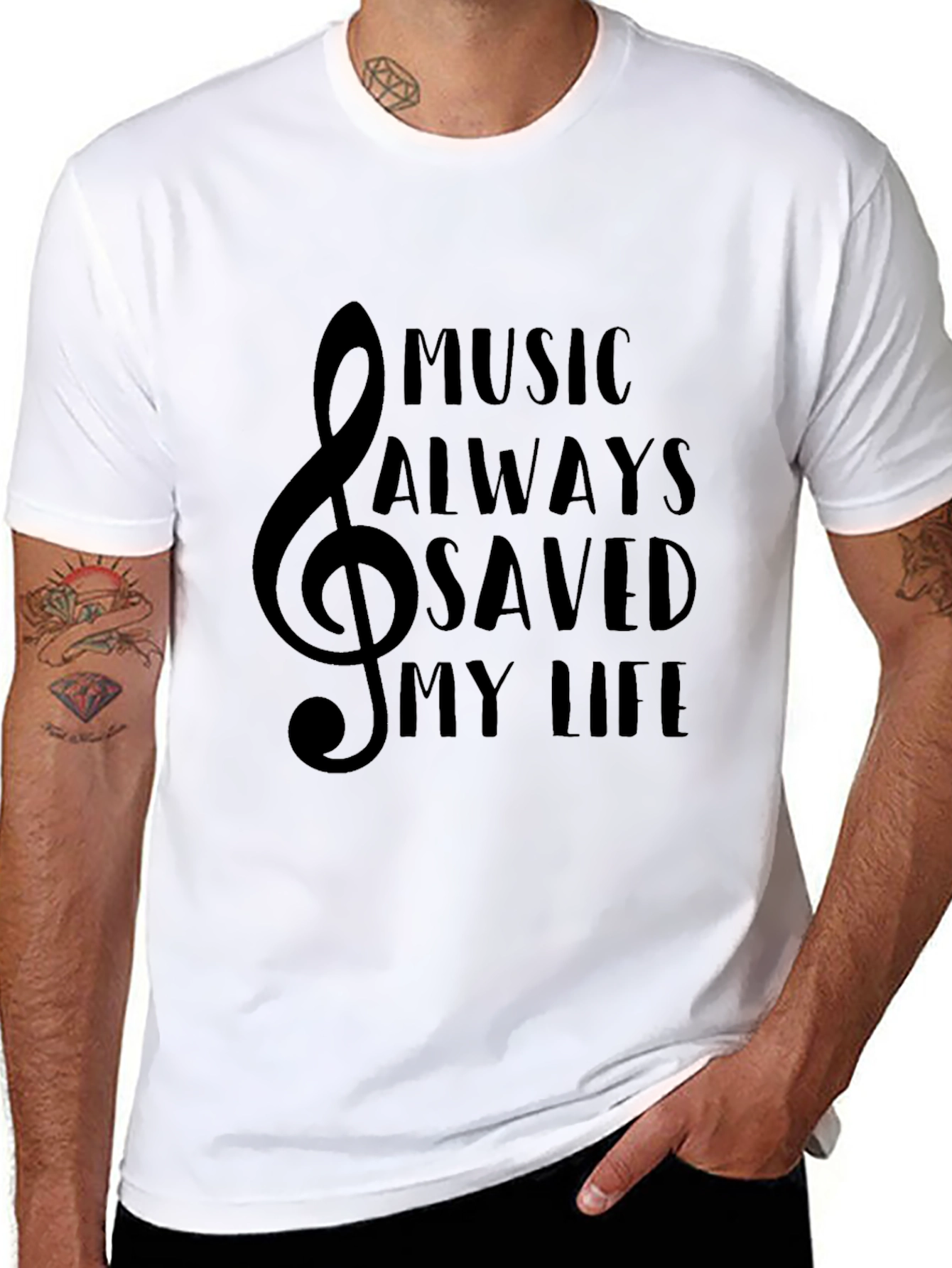 Black Music Saved My Life Black Graphic T-Shirt view 8