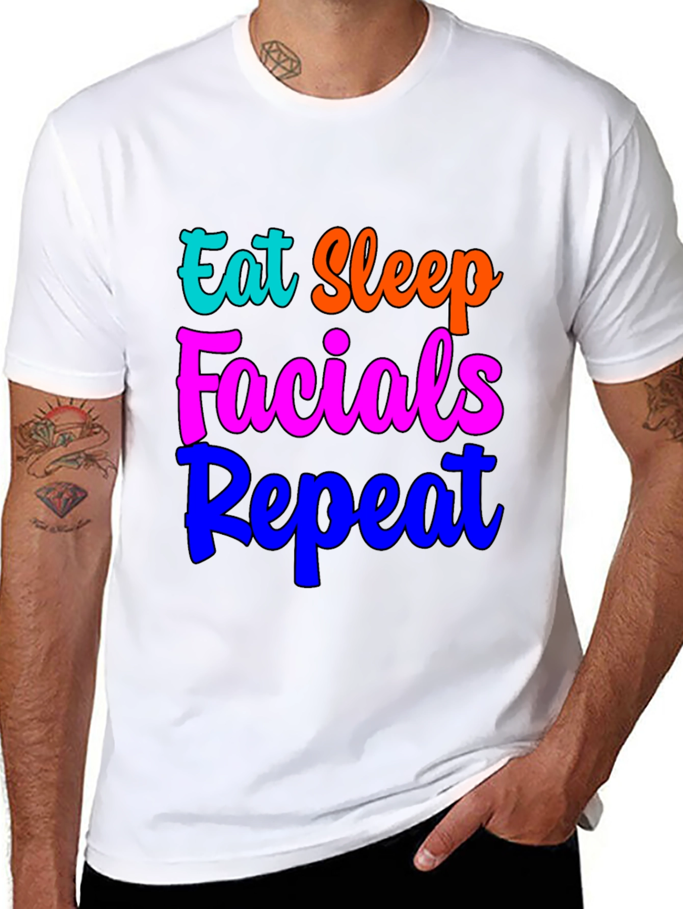 Black Eat Sleep Facials Repeat Graphic T-Shirt view 8
