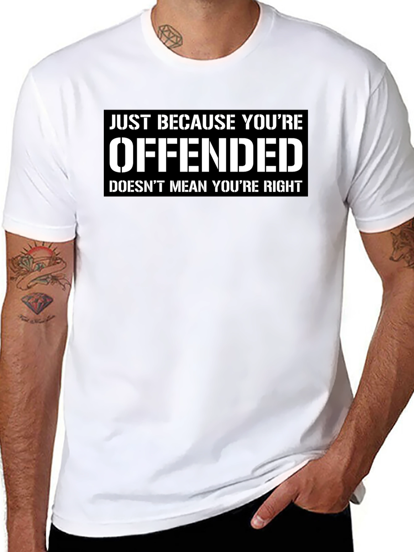 Black Offended Doesn't Mean You're Right Graphic T-Shirt view 8