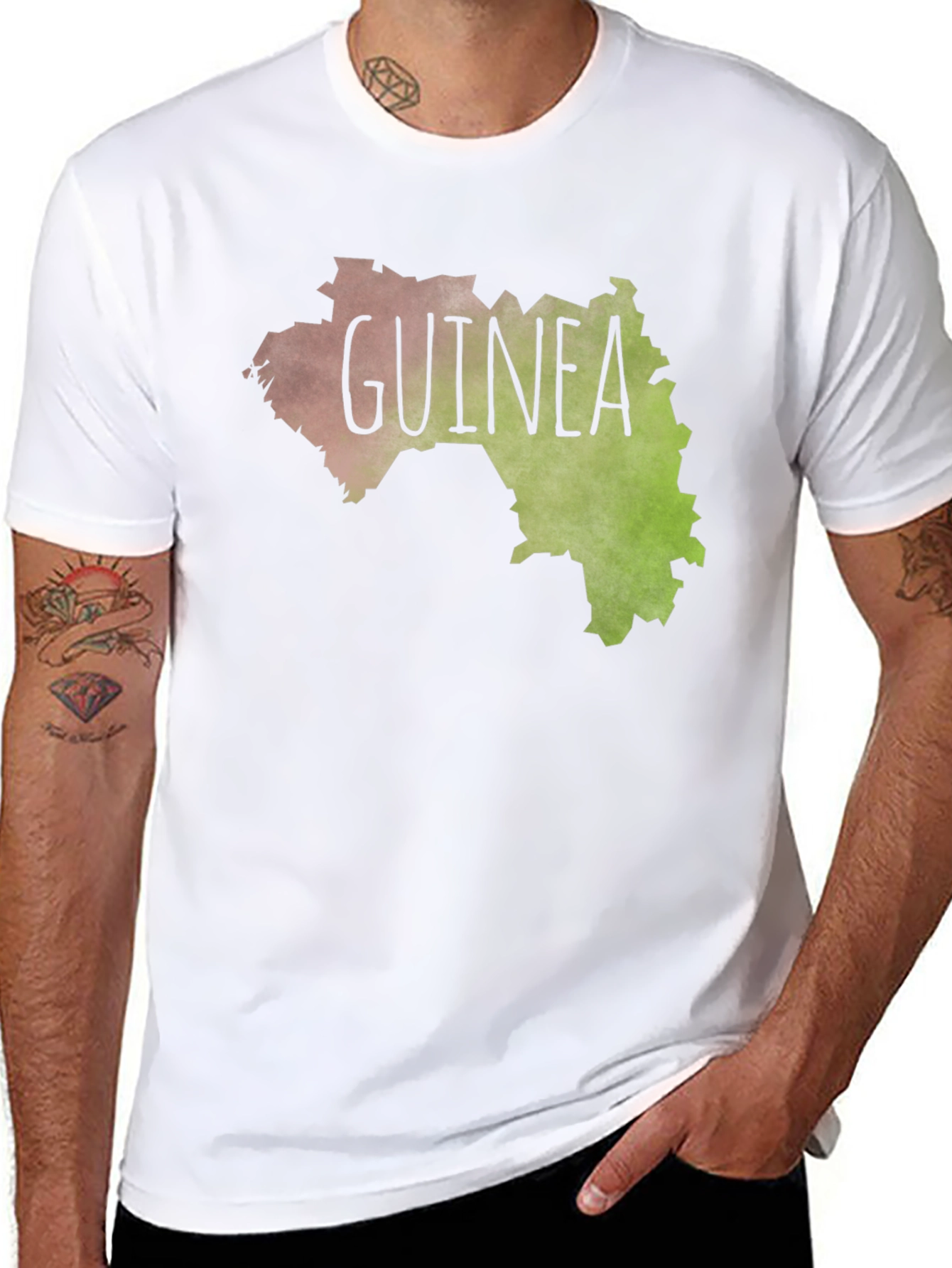 Black Guinea Map Graphic Tee - Black Unisex T-Shirt view 8