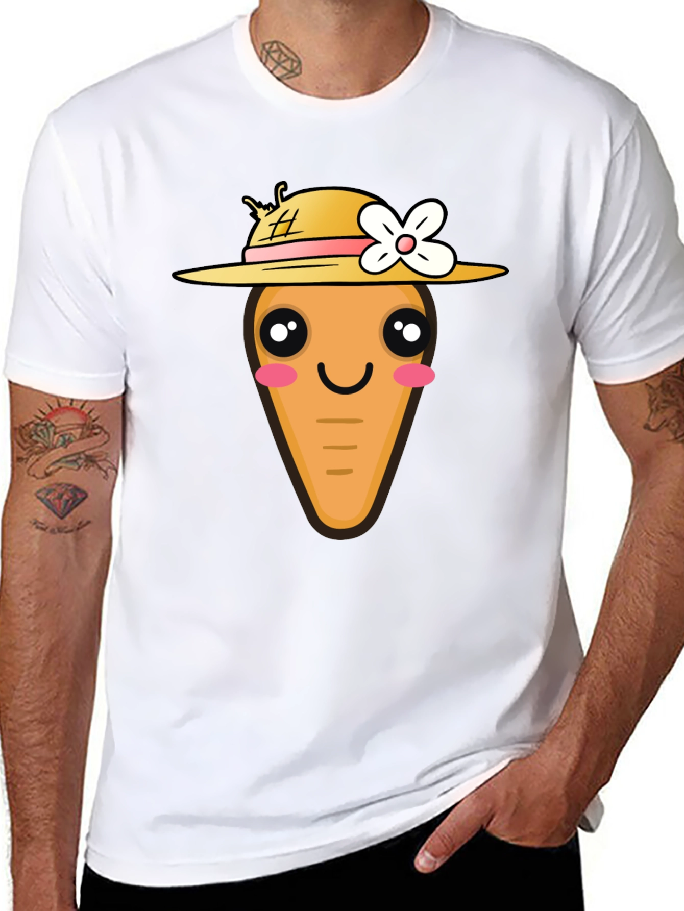 Black Cute Carrot T-Shirt - Funny Cartoon Tee view 8