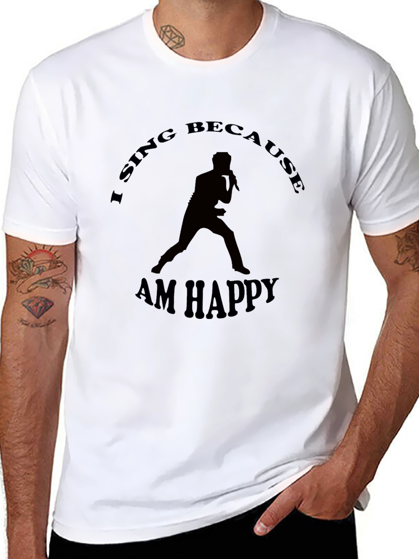 Black I Sing Because I Am Happy Graphic Tee view 8
