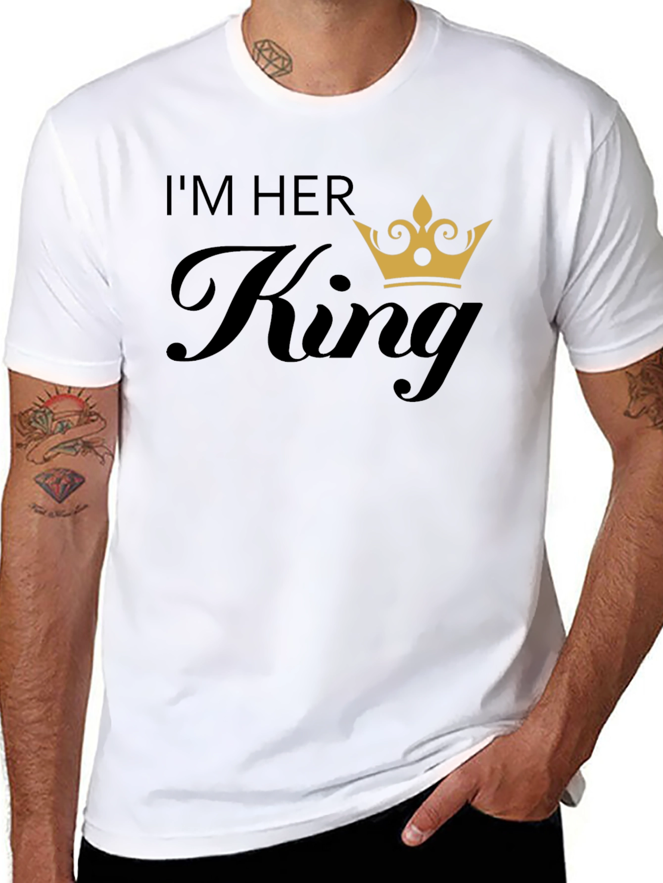 Black I'm Her King Matching Couple T-Shirt view 8
