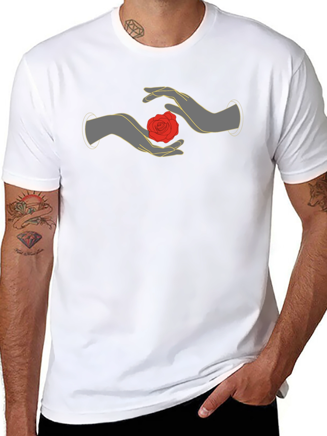 Mystic Rose Hands Graphic Tee - Black - 8