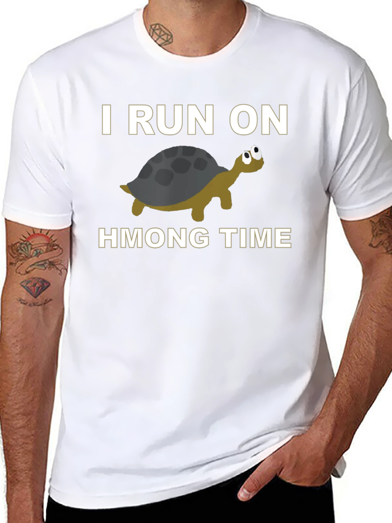 Black I Run On Turtle Hmong Time T-Shirt Funny Hmong Pride view 8