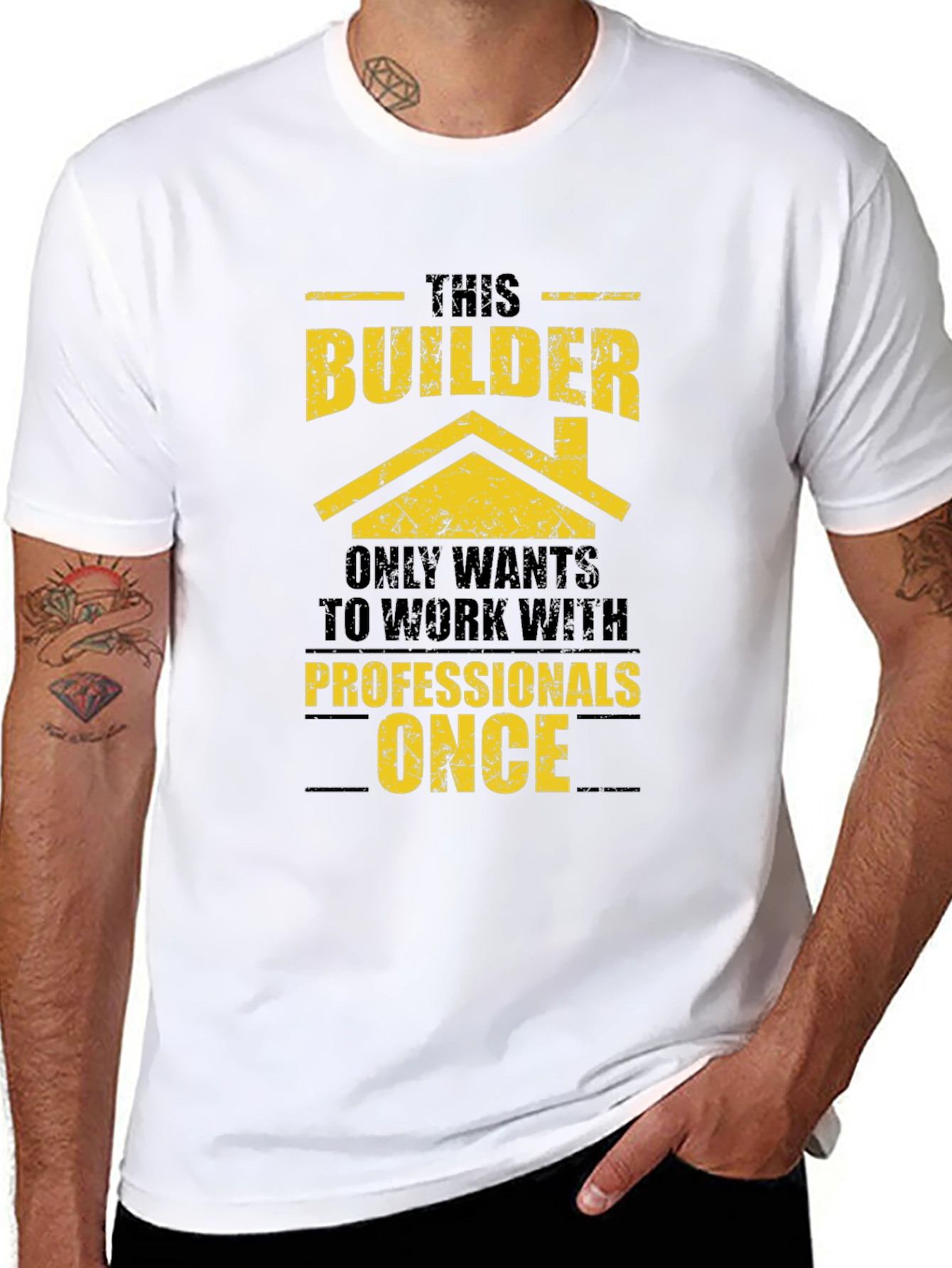 Black Builder Humor T-Shirt - Professional Work Only Once view 8