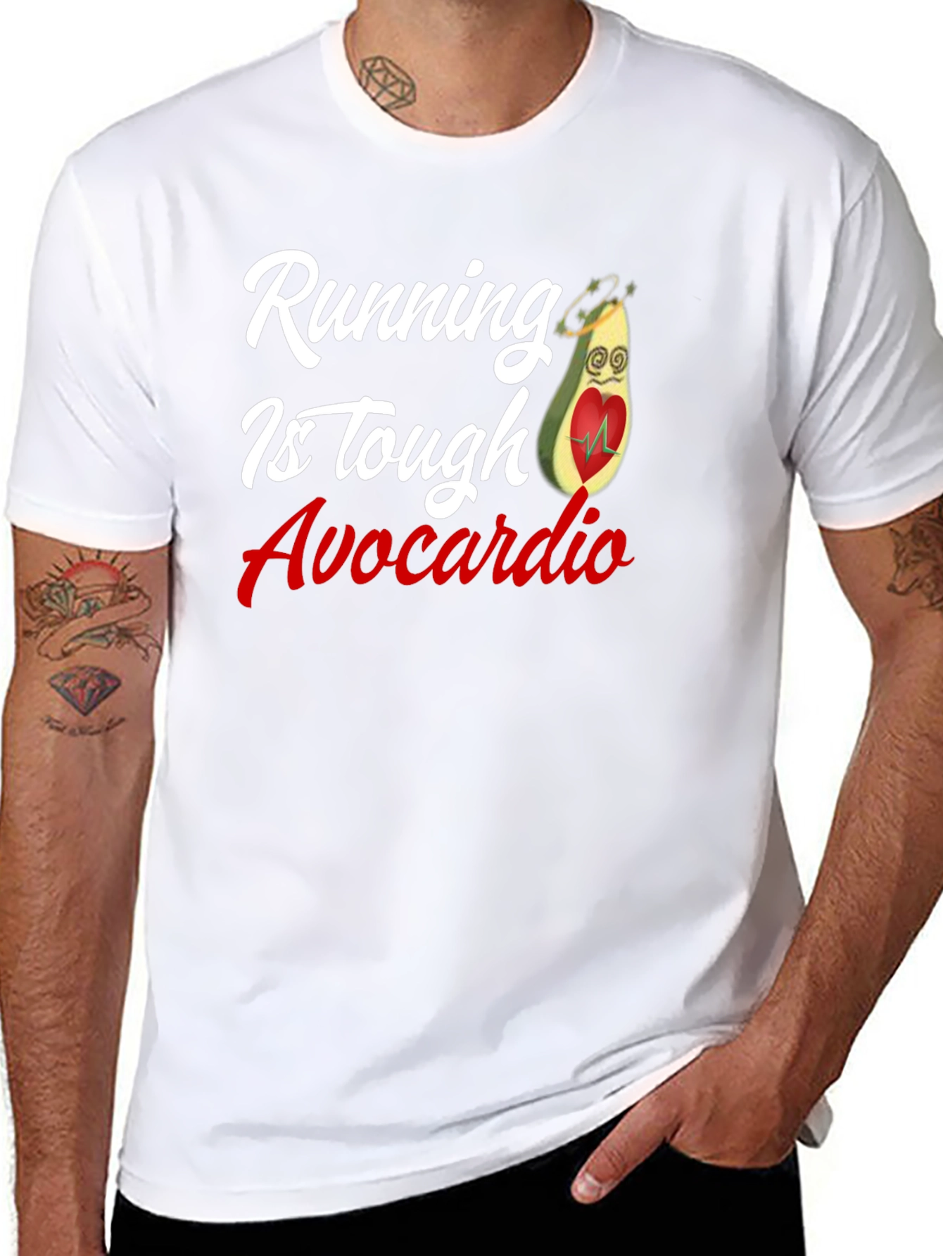 Black Running is Tough Avocardio Black T-Shirt view 8