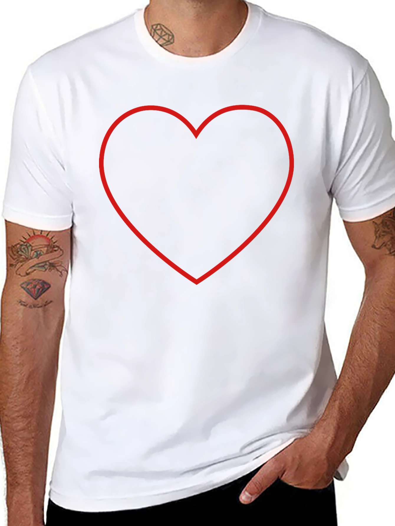 Black Heart Outline Black T-Shirt view 8
