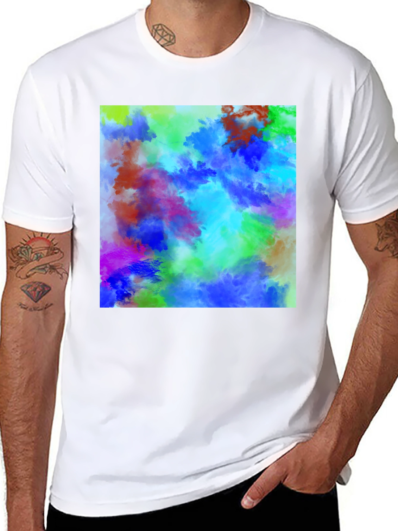 Black Vibrant Abstract Art T-Shirt - Colorful Graphic Tee view 8