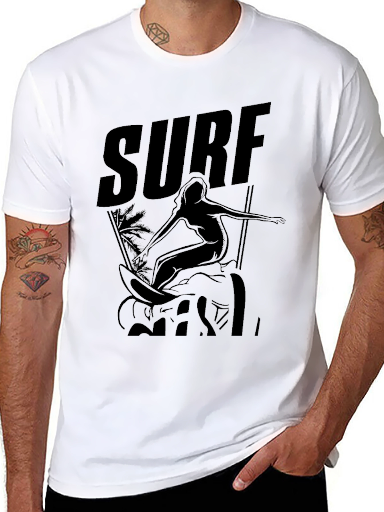 Black Surf Girl Black Graphic Tee view 8