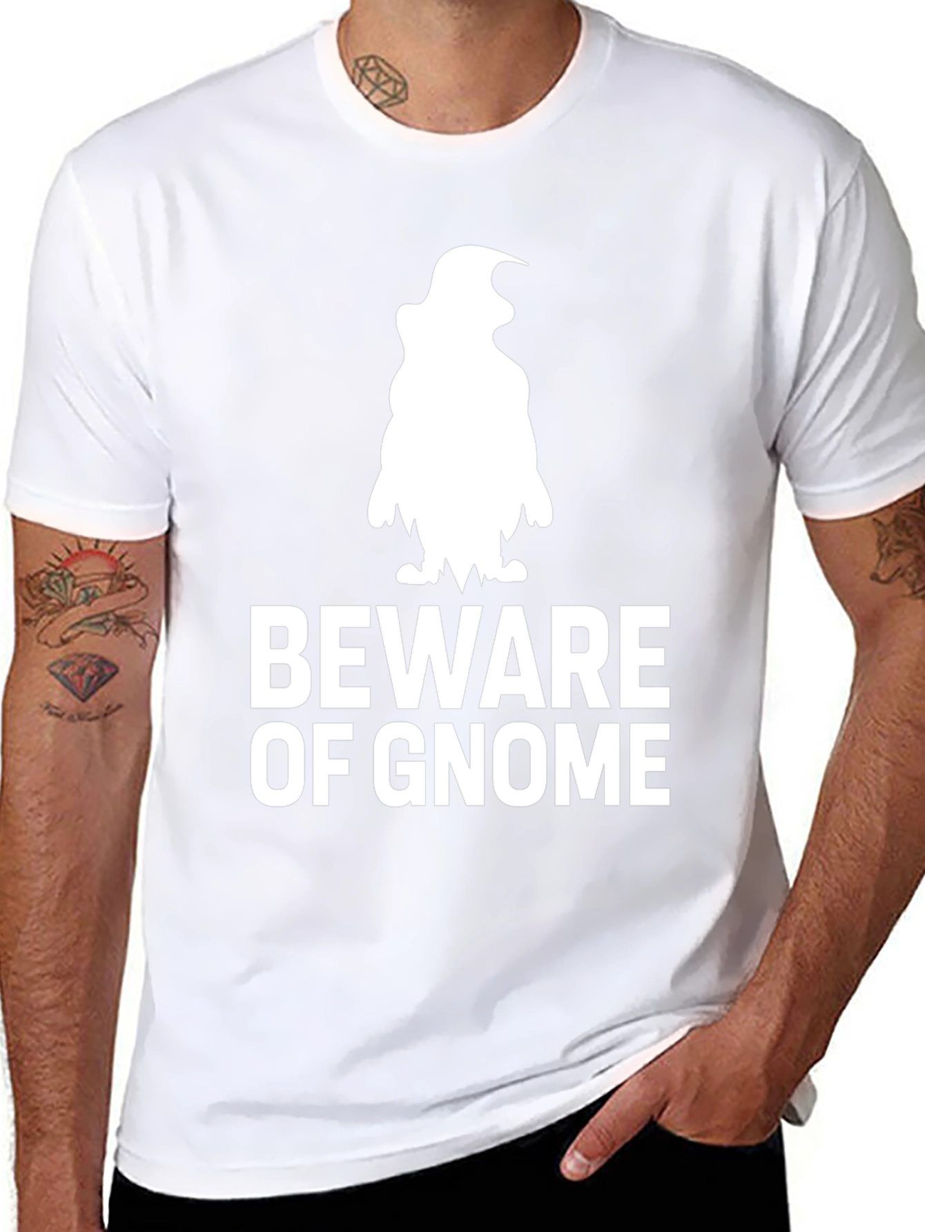 Black Beware of Gnome Graphic T-Shirt - Black view 8