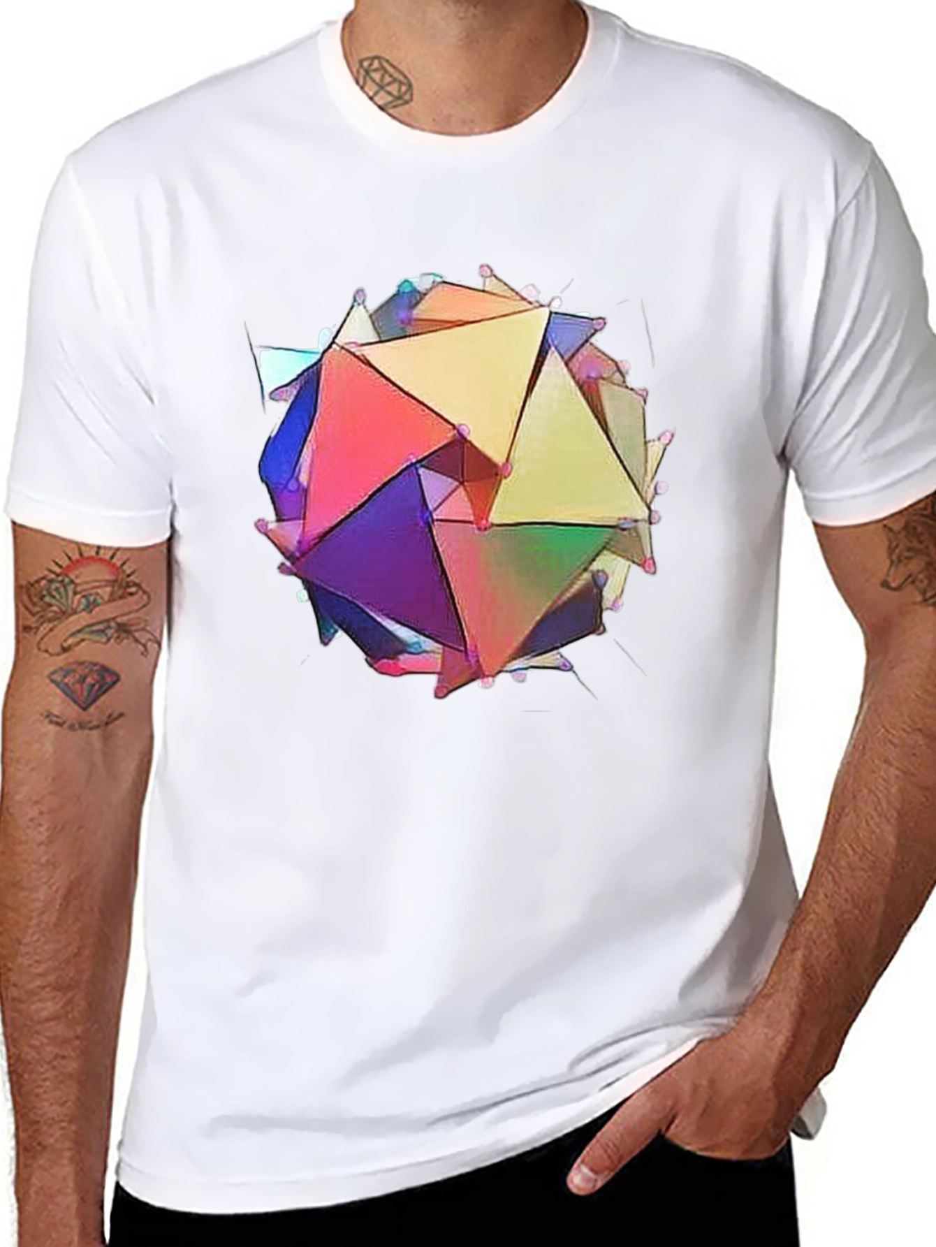 Black Abstract Geometric Prism Tee view 8