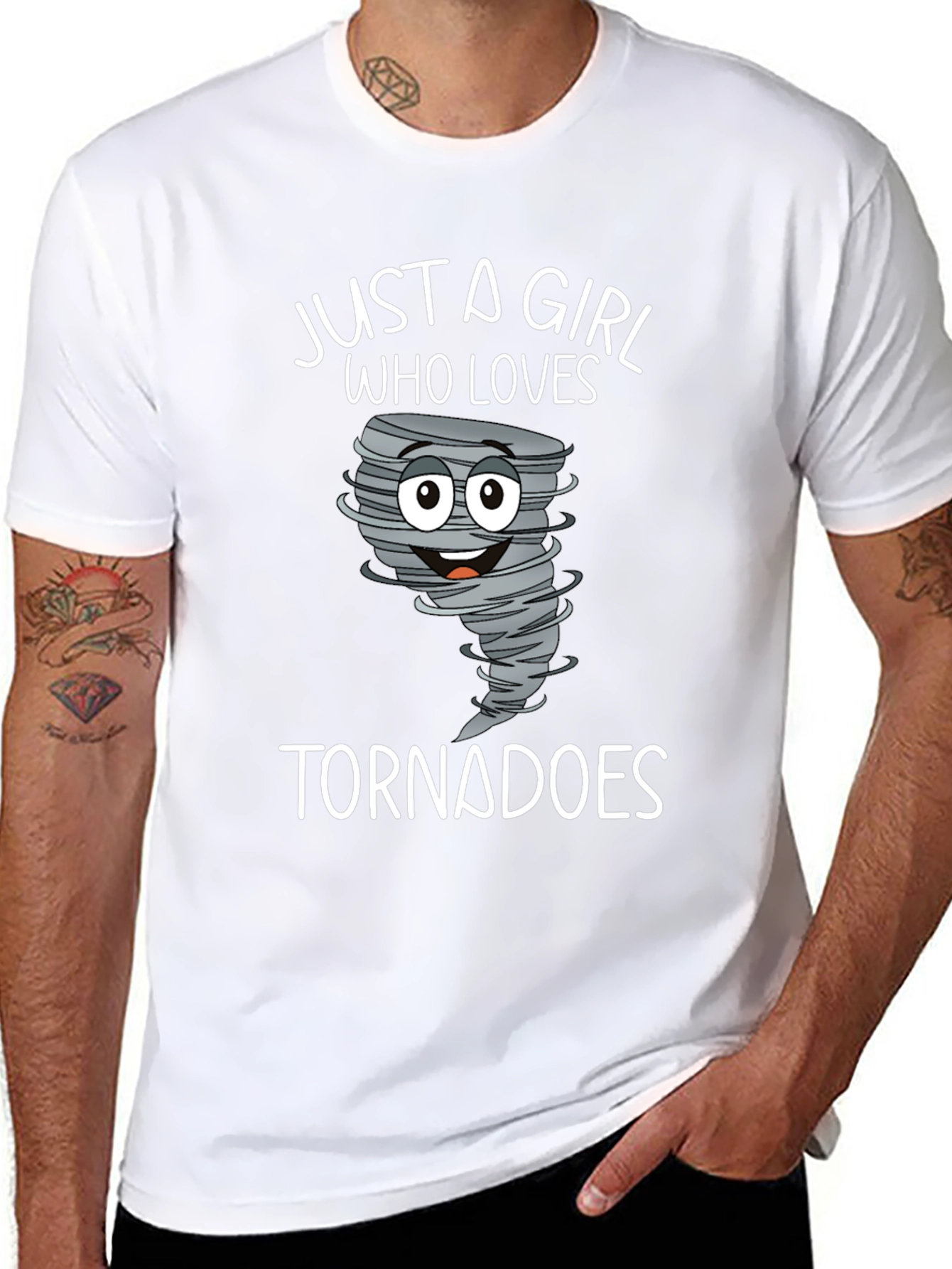 Black Just a Girl Who Loves Tornadoes T-Shirt view 8