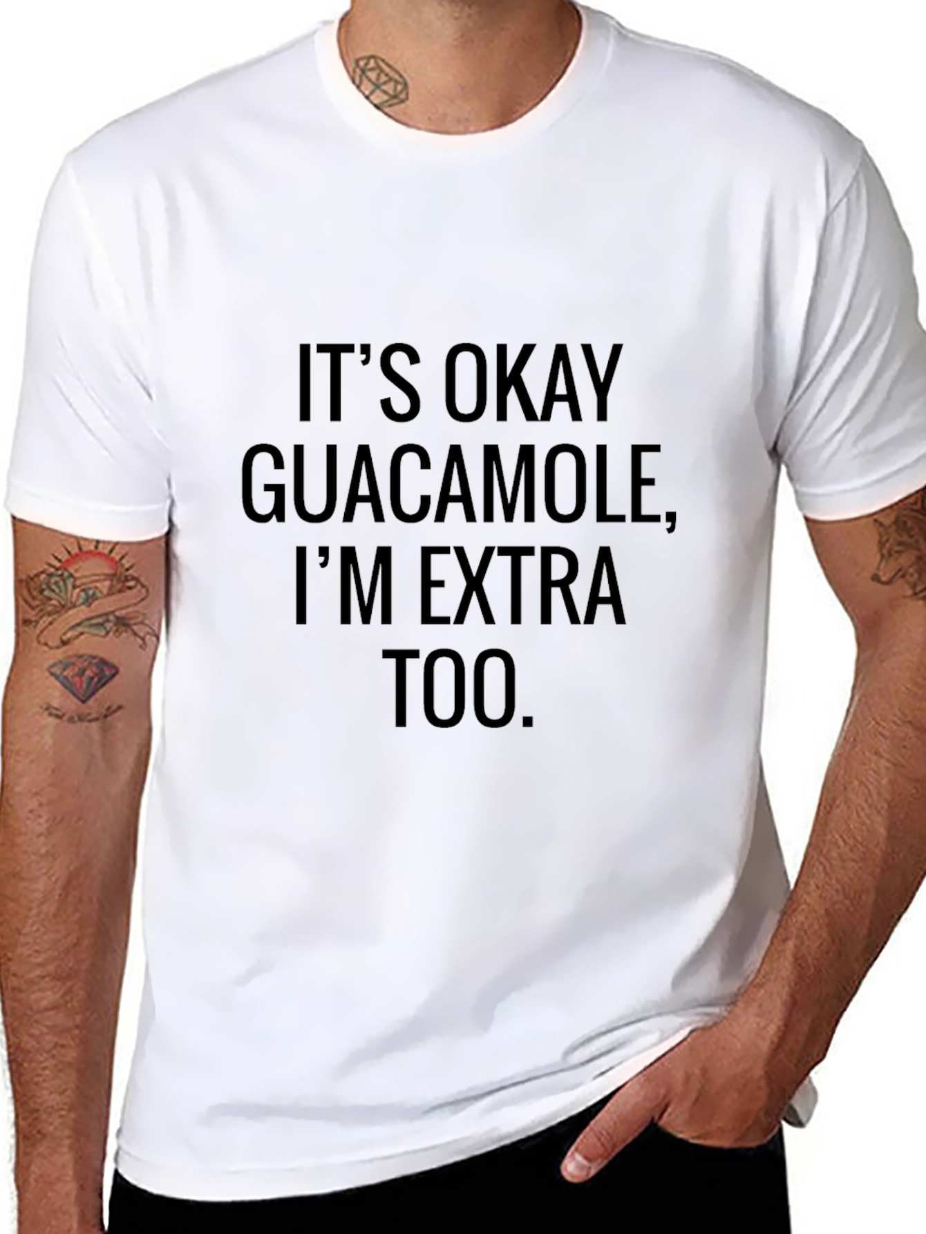 Black It's Okay Guacamole Funny T-Shirt view 8