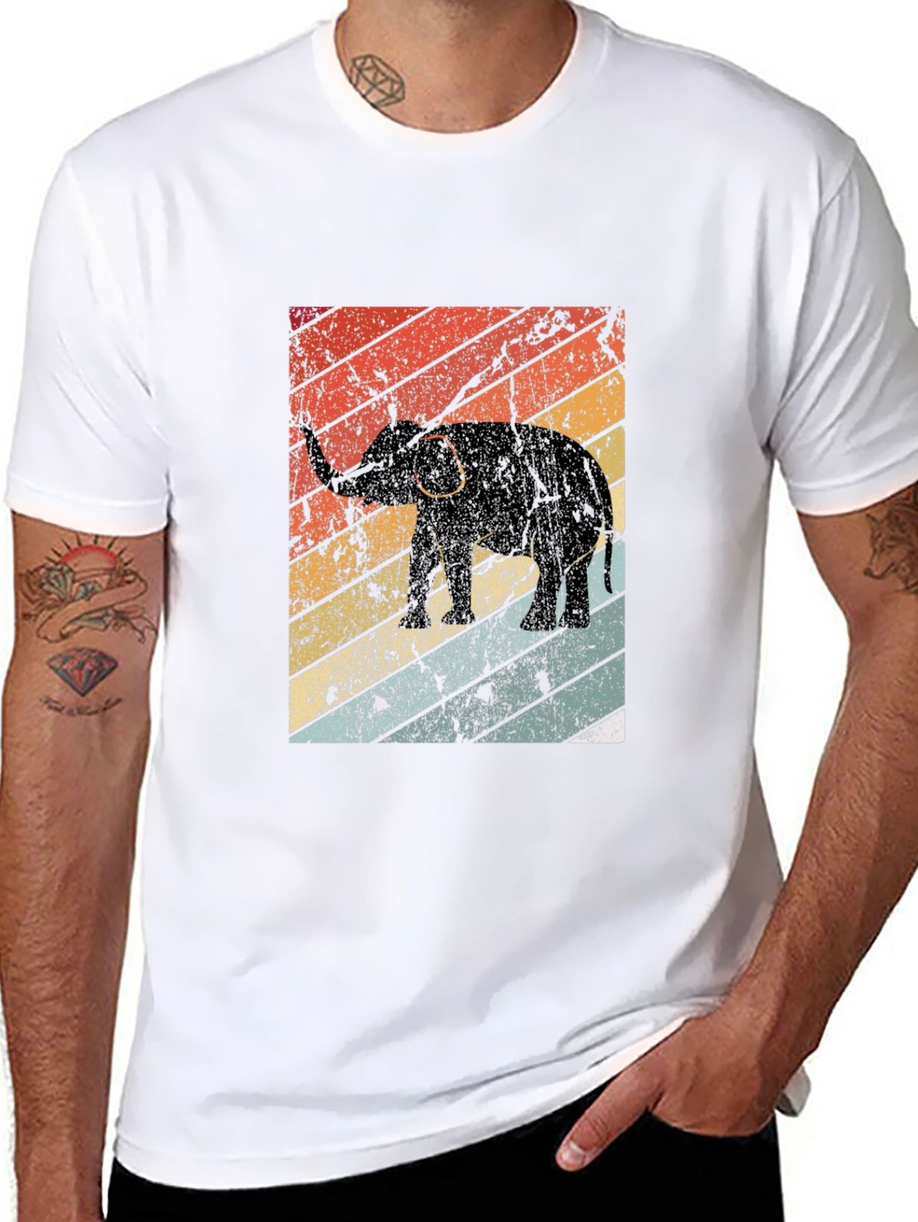 Black Retro Elephant Graphic T-Shirt - Stylish Cotton Tee view 8