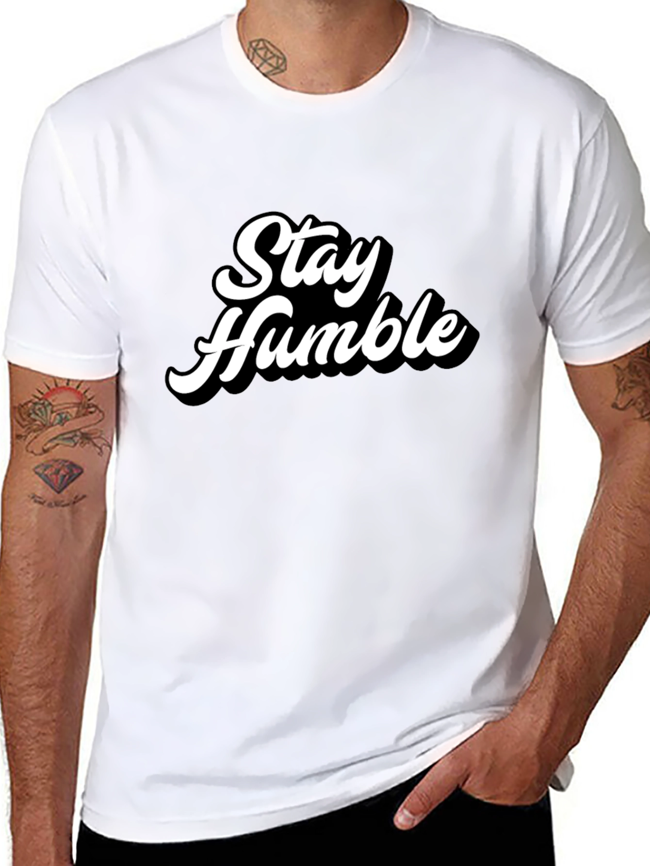 Black Stay Humble Graphic Tee - Men's Black T-Shirt view 8