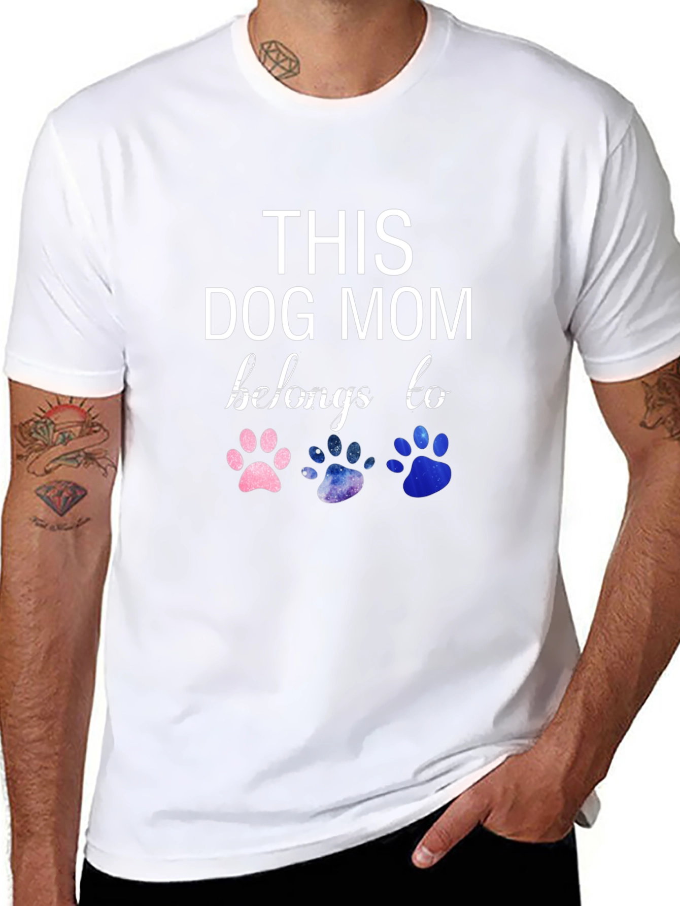 Black Dog Mom T-Shirt - Paw Print Design view 8