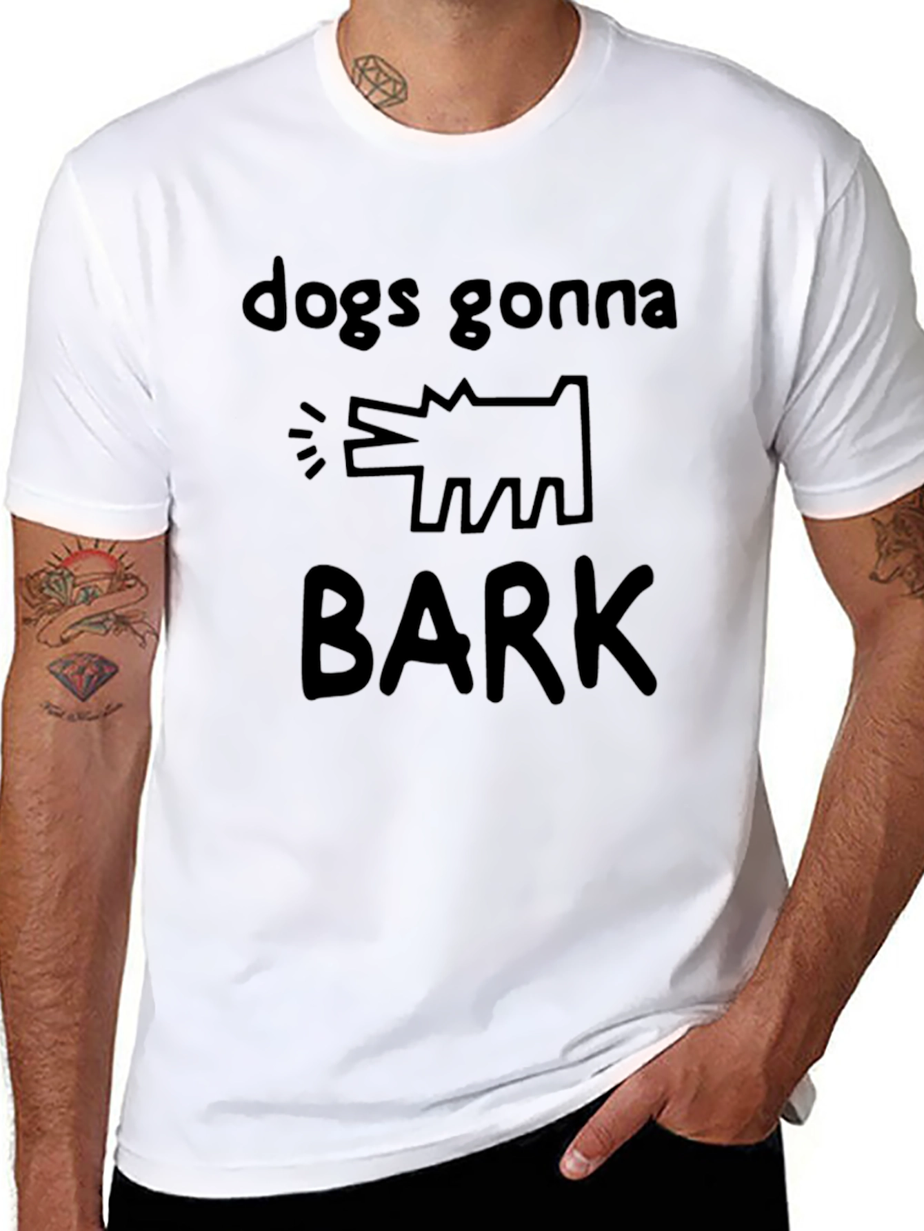 Black Dogs Gonna Bark Graphic Tee - Black Casual T-Shirt view 8