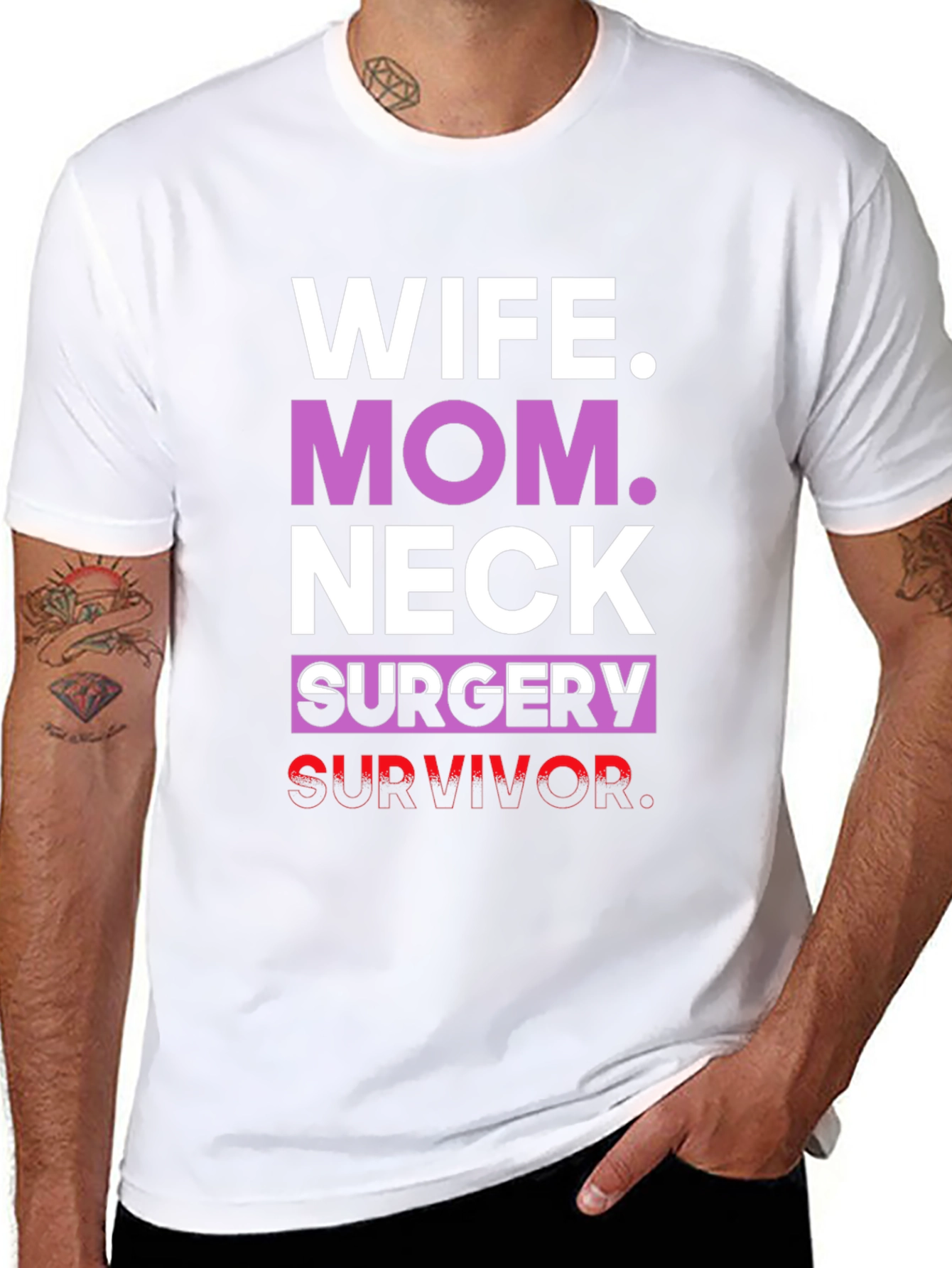 Black Wife Mom Neck Surgery Survivor Graphic Tee view 8