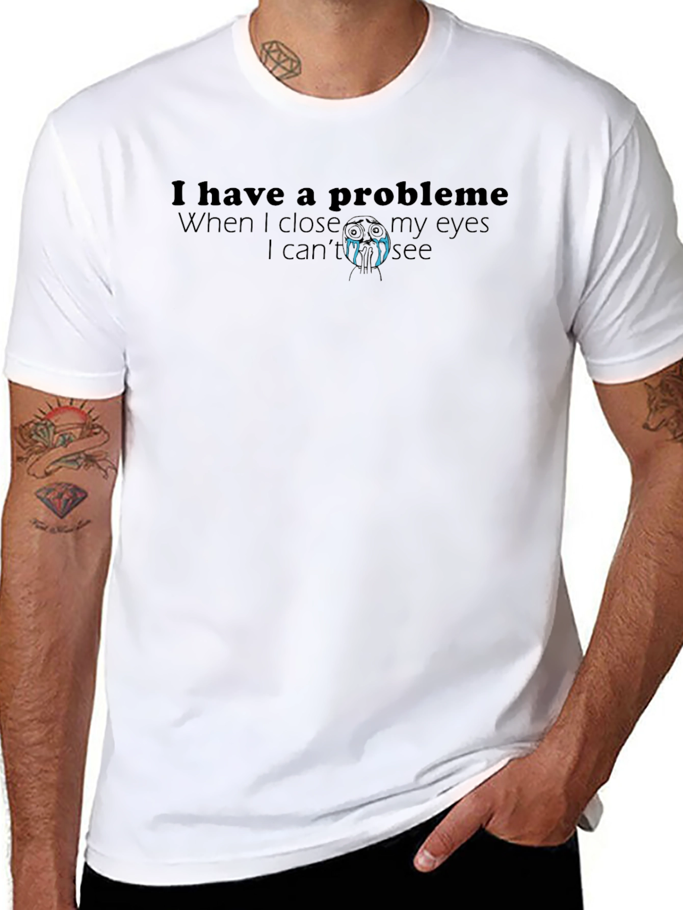 Black Humorous 'I Have a Problem' Graphic Tee - Black Cotton Blend view 8