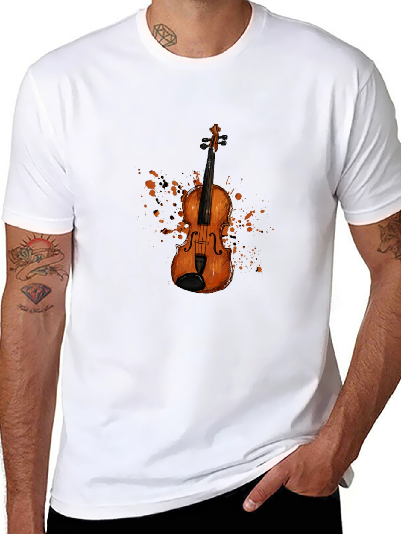 Black Violin Graphic Print Black T-Shirt view 8