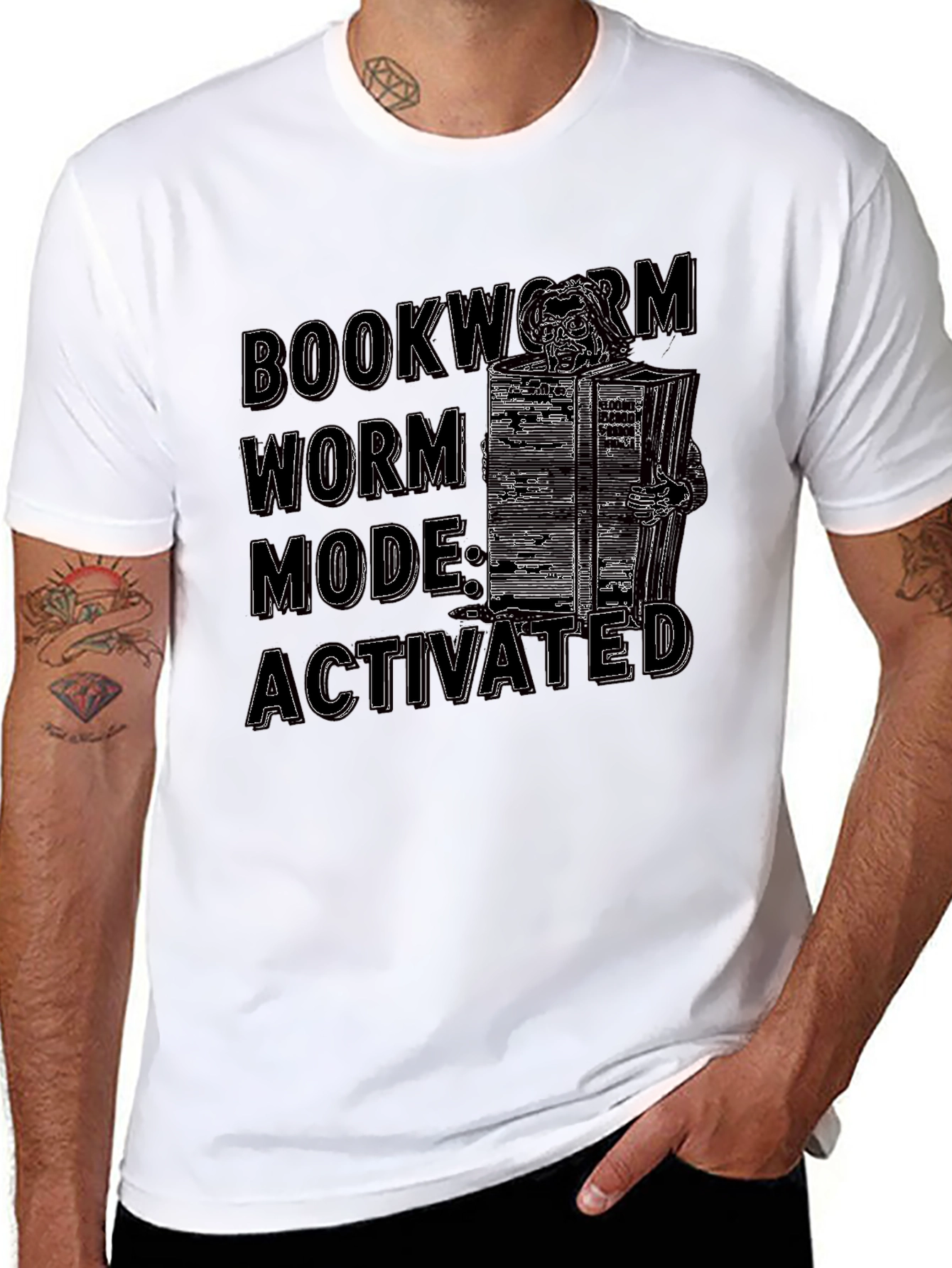 Black Bookworm Mode Activated Graphic Tee view 8