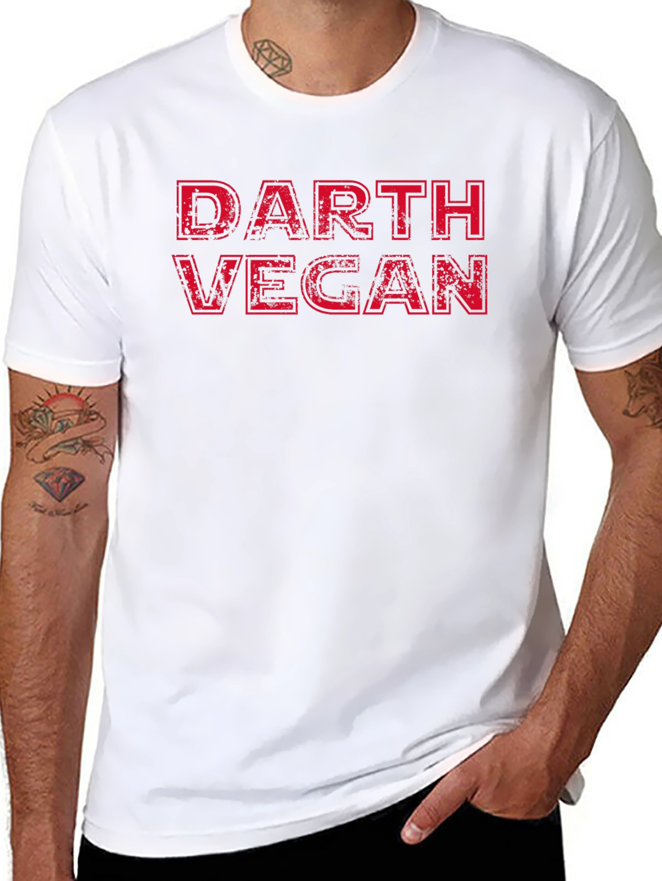 Black Darth Vegan T-Shirt - Funny Star Wars Parody Tee view 8