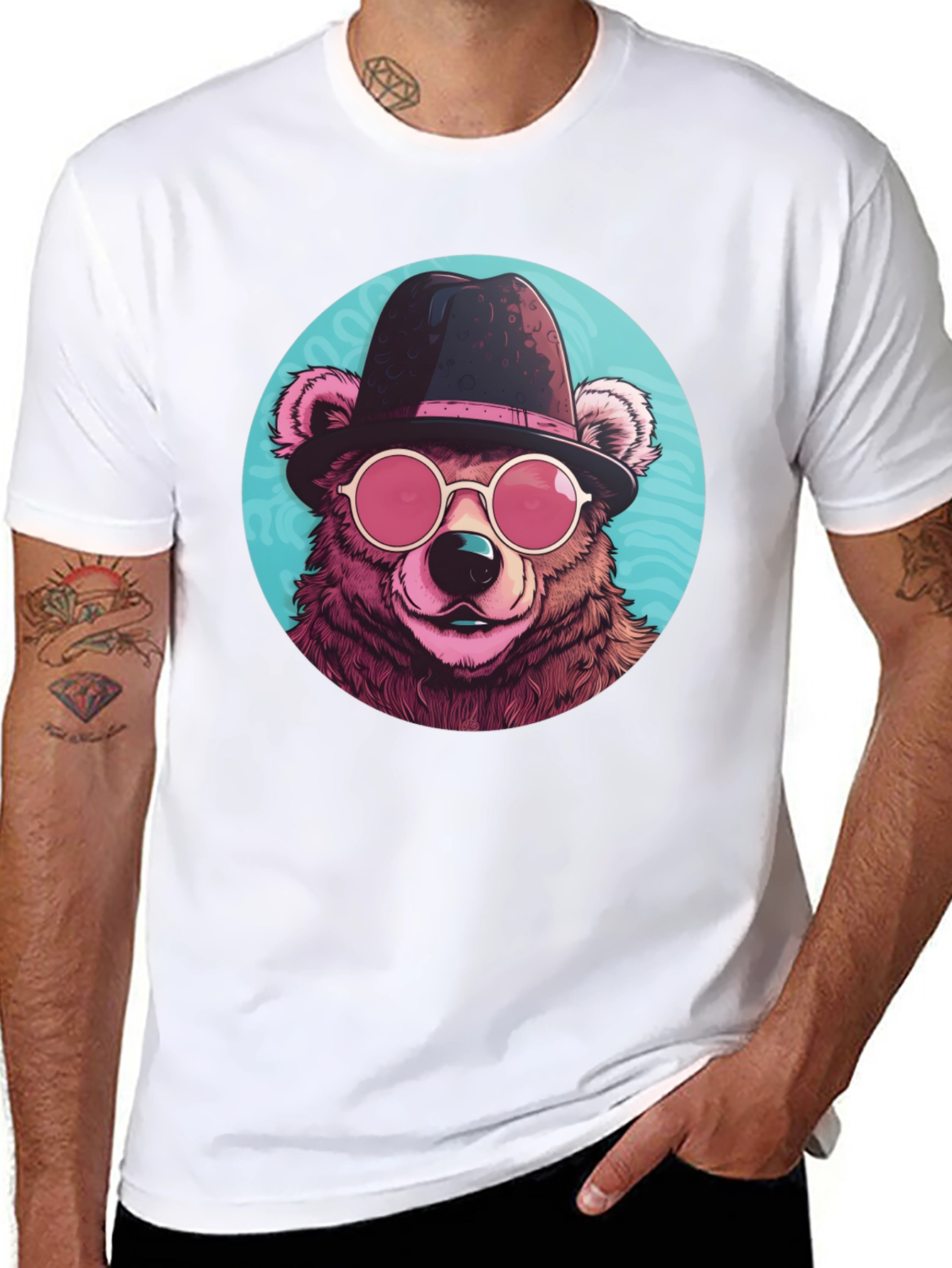 Black Cool Bear Graphic Tee - Stylish Animal Print T-Shirt view 8