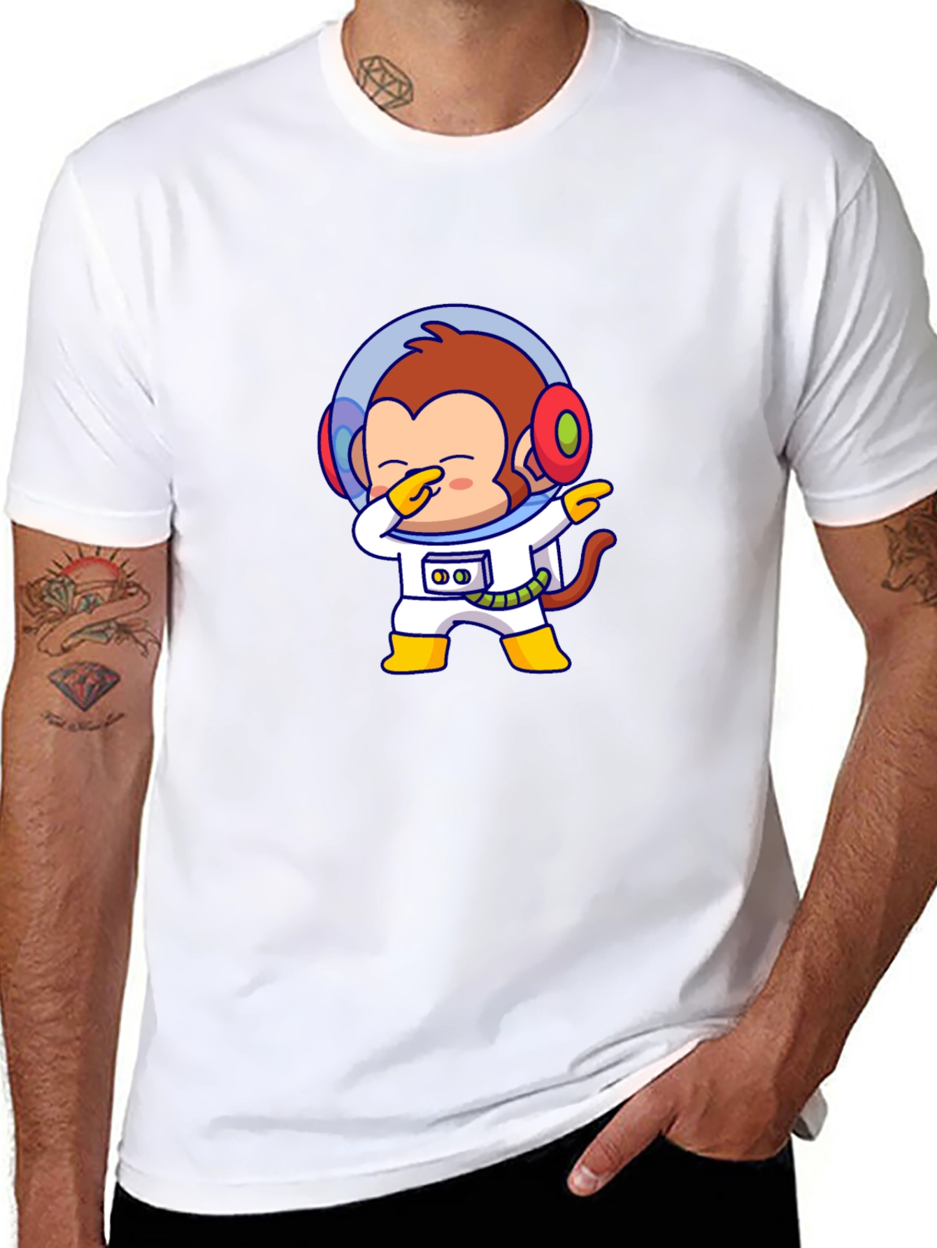 Black Monkey Astronaut T-Shirt - Dabbin' in Space! view 8