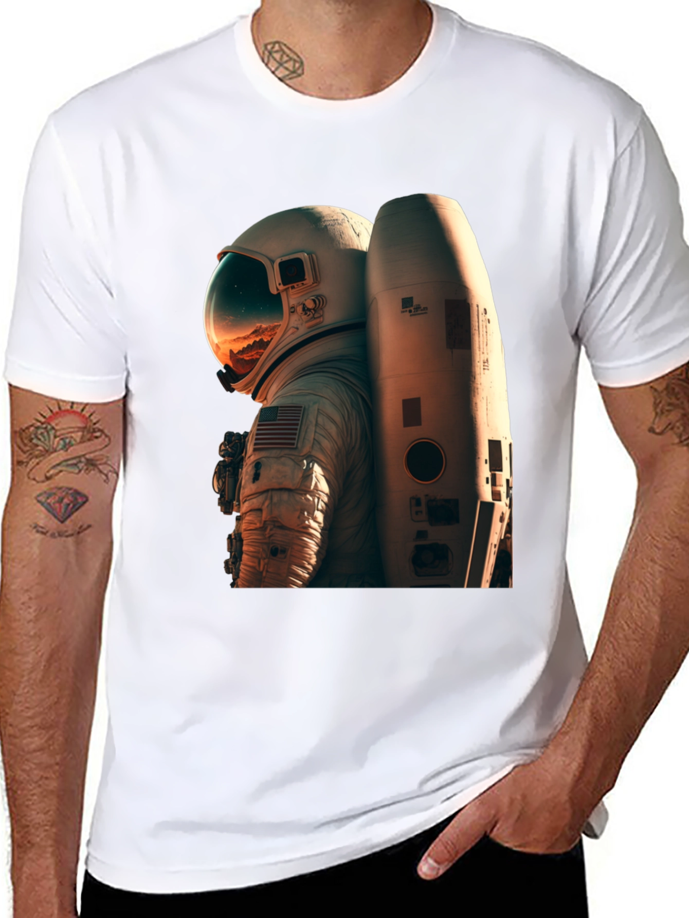 Black Astronaut Graphic Tee - Black Unisex T-Shirt view 8