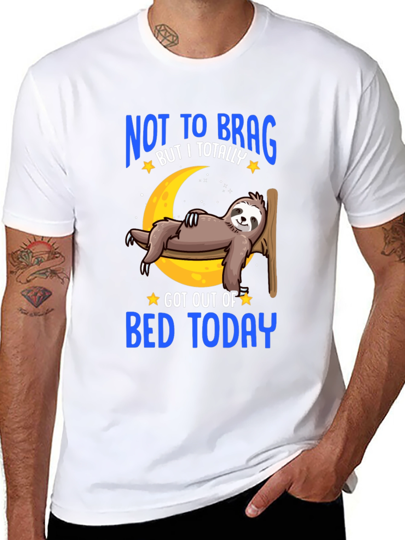 Black Funny Sloth T-Shirt - Not to Brag Got Out of Bed Today view 8
