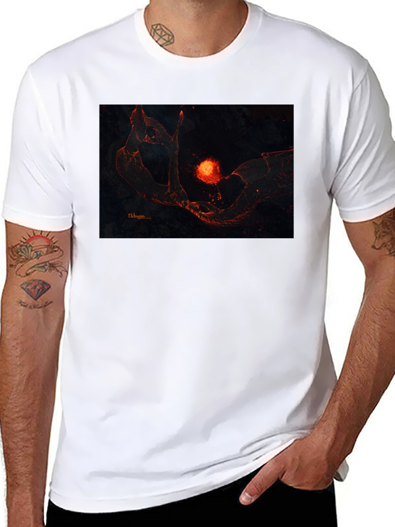 Black Lava Landscape Graphic Black T-Shirt view 8