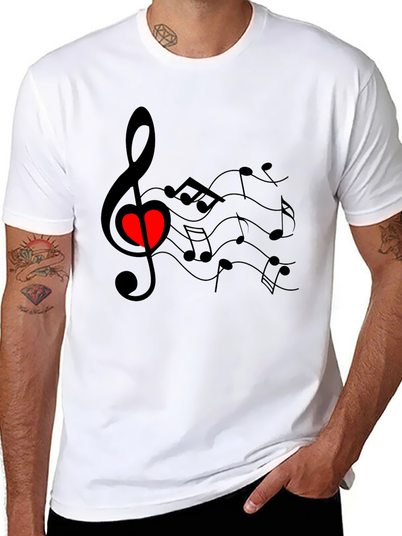 Black Musical Heart T-Shirt - Black Cotton Blend view 8