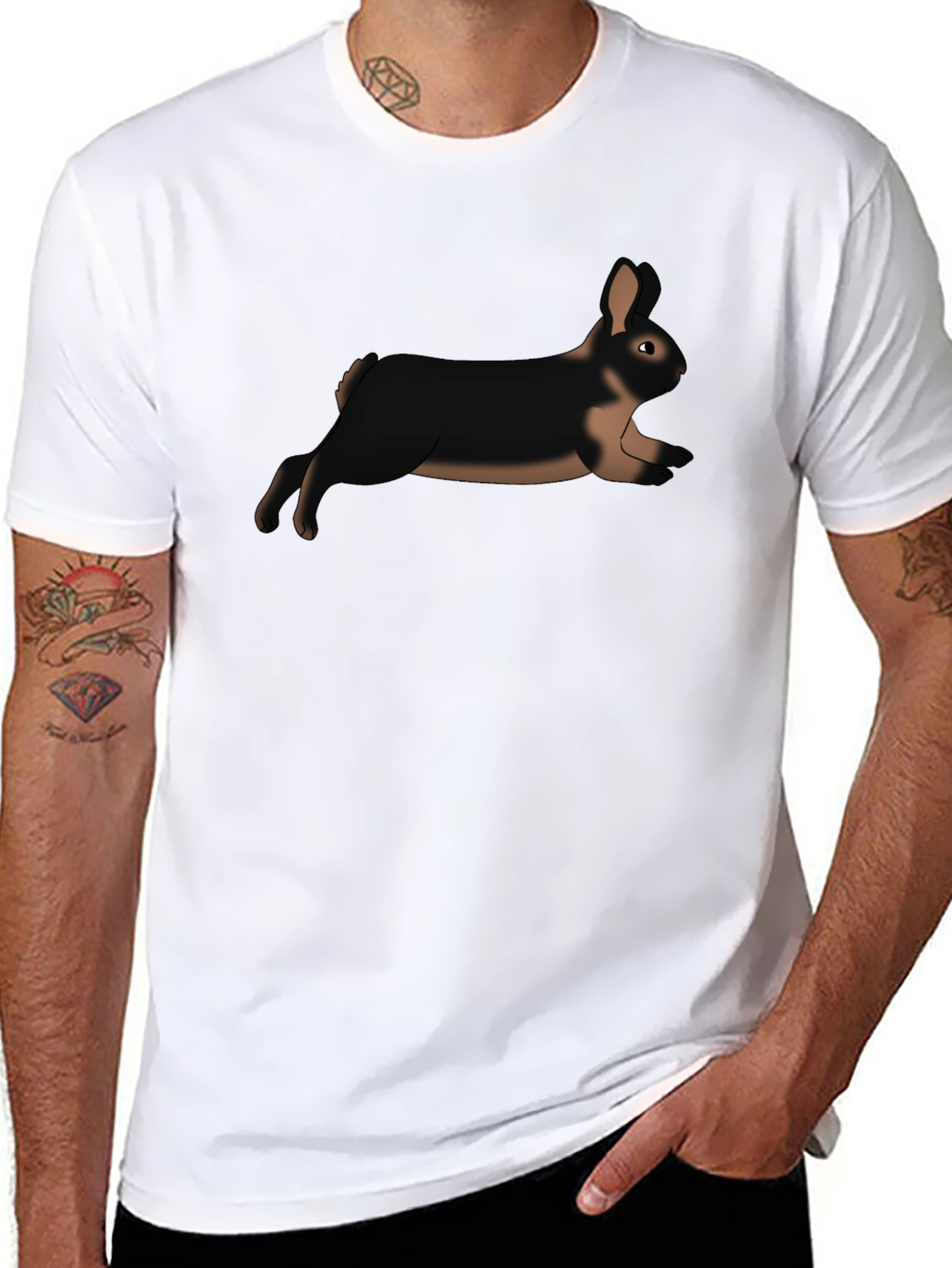 Black Rabbit Graphic Tee - Black Cotton T-Shirt view 8
