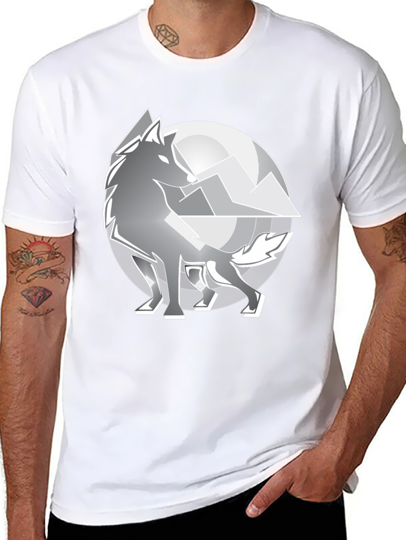 Black Wolf Moon Graphic T-Shirt - Cool Men's Black Tee view 8