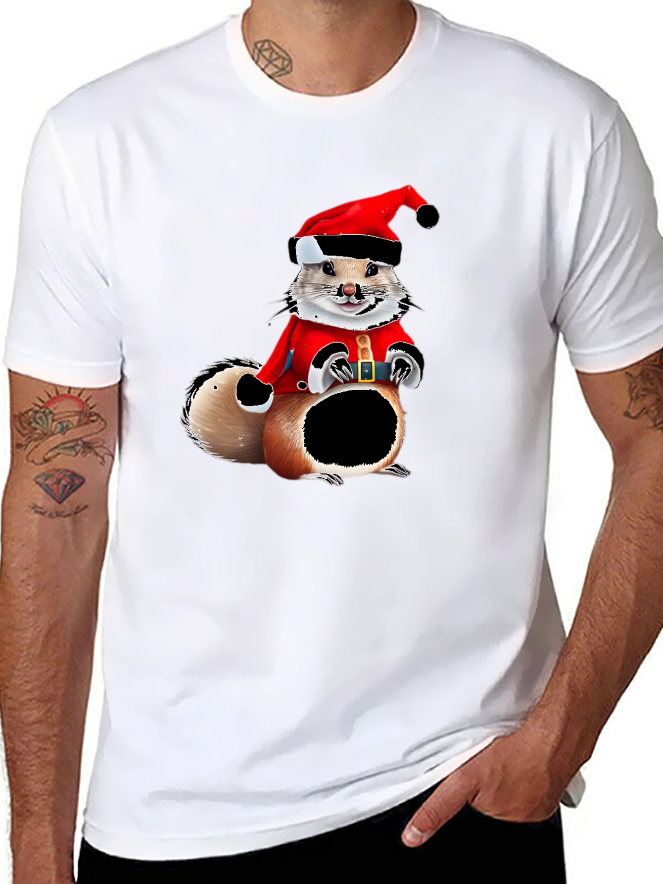 Black Festive Squirrel Graphic Tee view 8