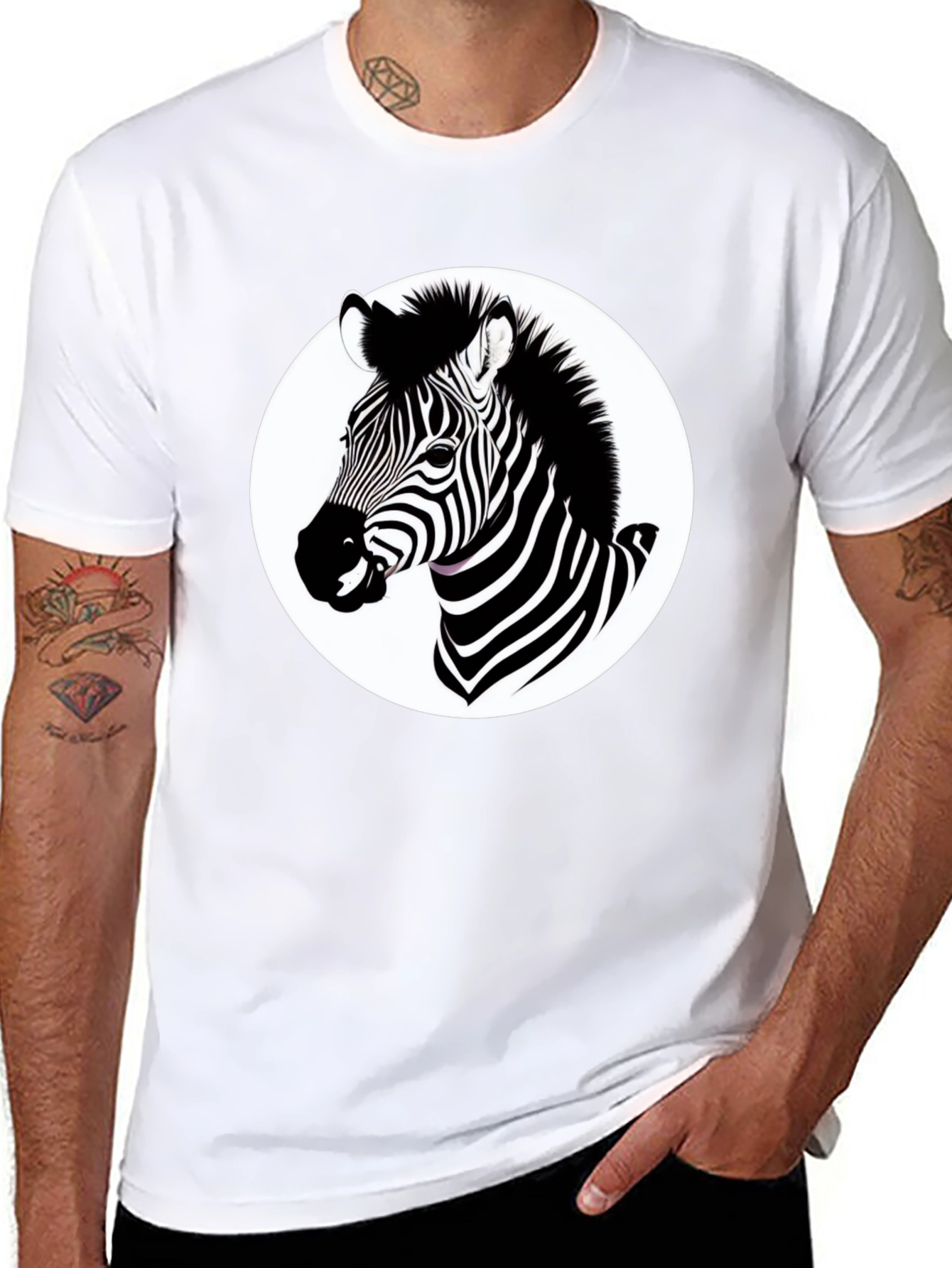 Black Zebra Graphic T-Shirt - Black Cotton Blend Tee view 8