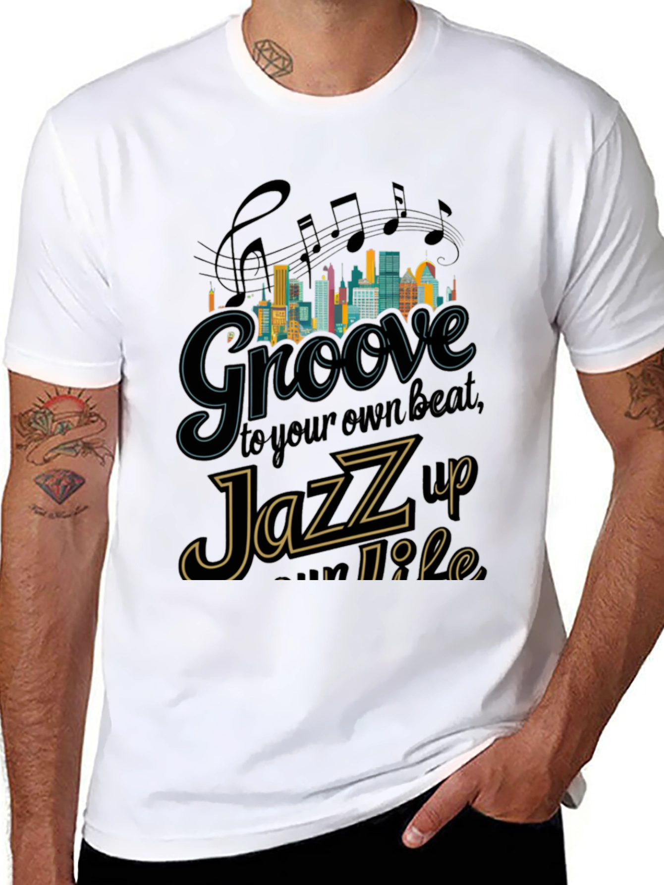 Black Groove to Your Beat, Jazz Up Your Life Graphic T-Shirt view 8