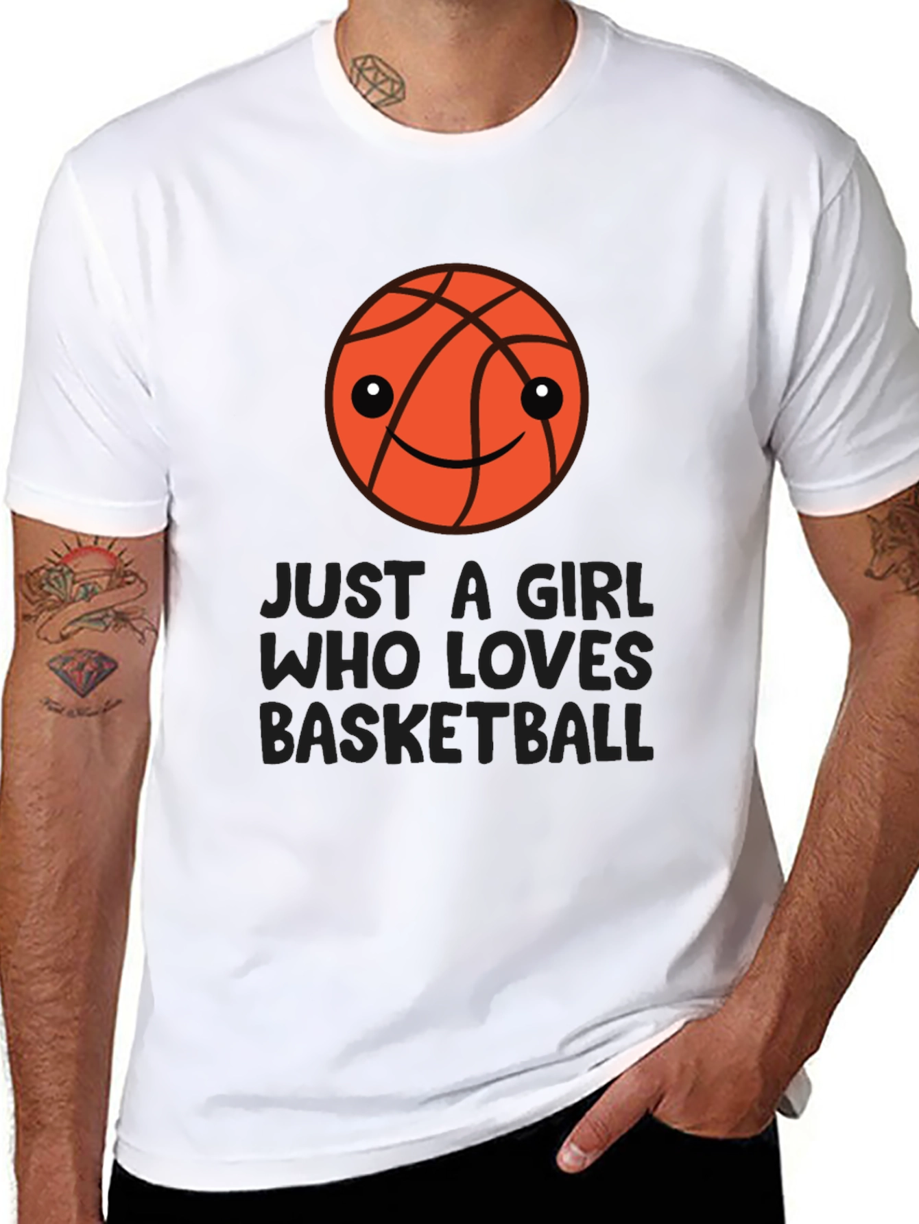 Black Just a Girl Who Loves Basketball T-Shirt view 8