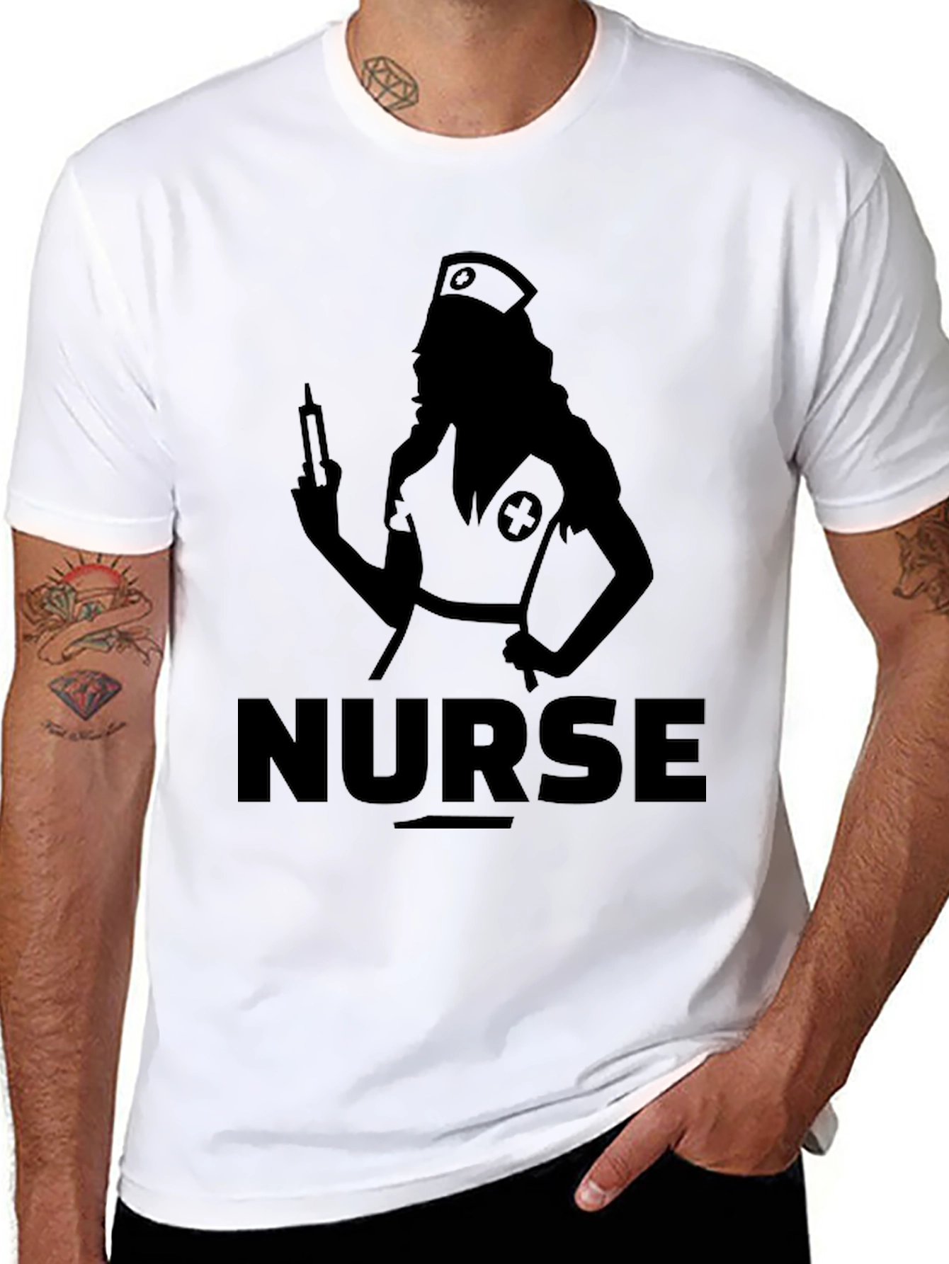 Black Nurse Silhouette Graphic Tee - Classic Black view 8